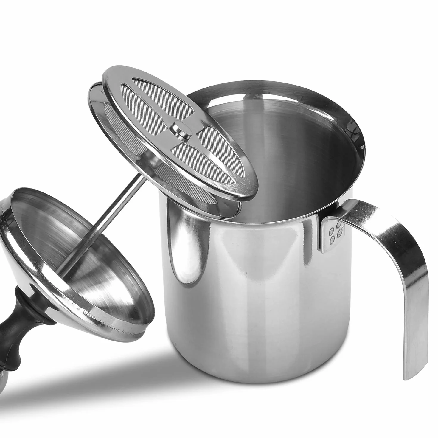 Ręczny spieniacz do mleka 400 ml ze stali nierdzewnej podwójna siatka
