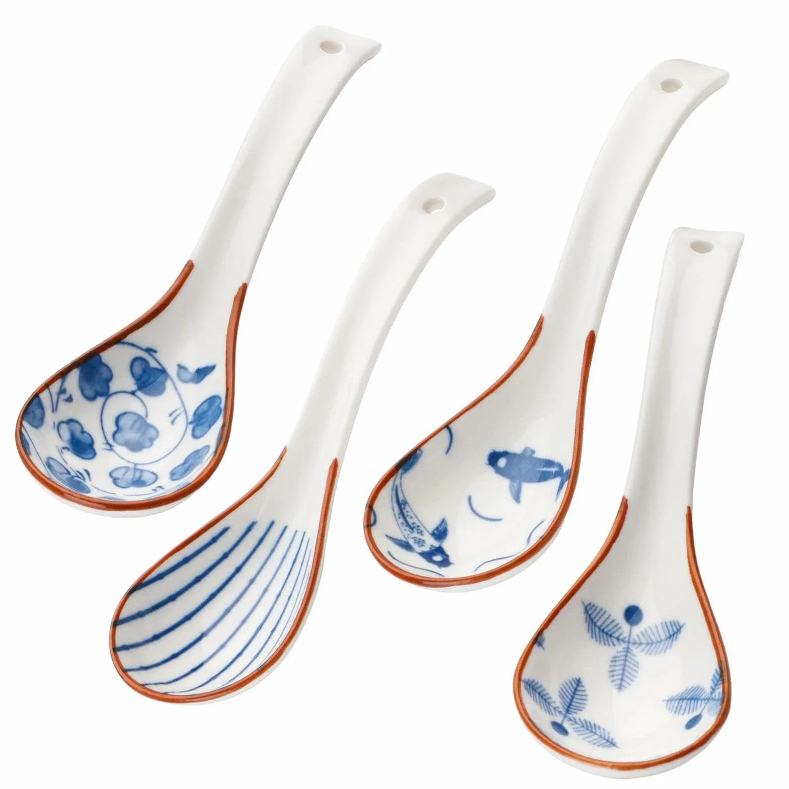 4 sztuki łyżek do zupy w stylu retro, łyżki ceramiczne, łyżki do ramen, trwałe naczynia stołowe, akcesoria kuchenne.
