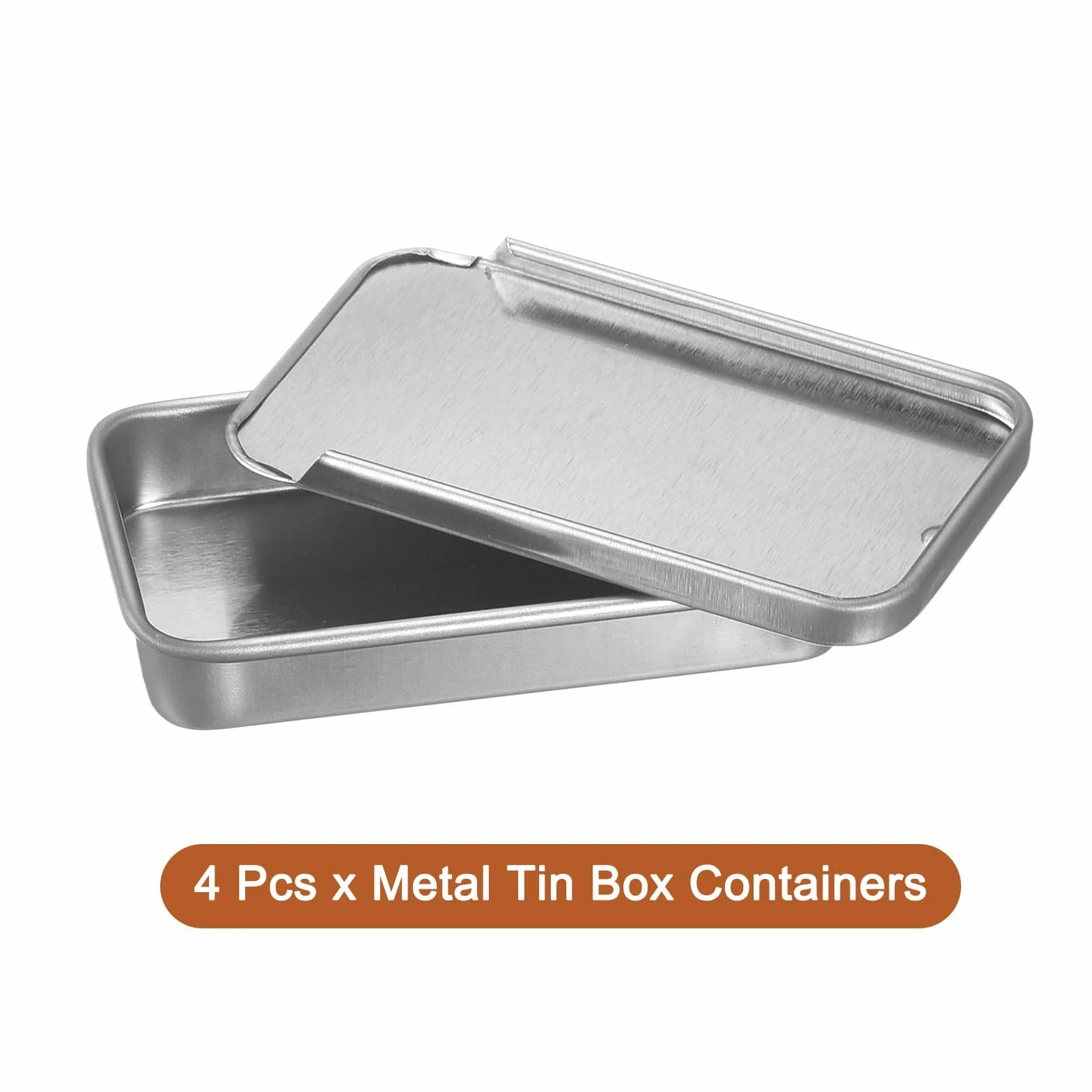 Metalowe puszki z pokrywką 4 szt. 60 x 34 x 11 mm chrom