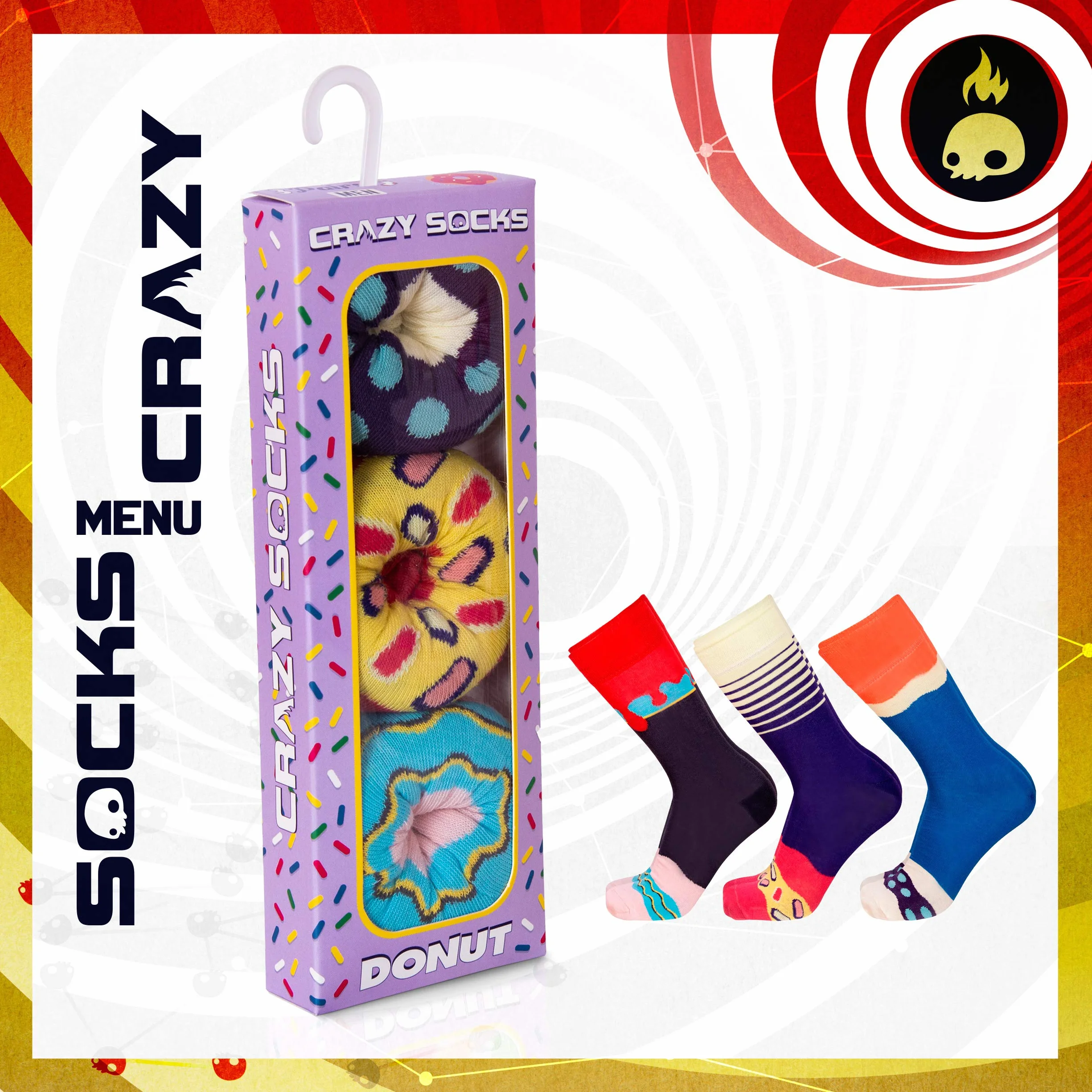 Crazy Socks Rozmiar: 43/46 Skarpetki w pudełku - idealne na prezent - Bawełna BIO - Crazy Socks - zabawne i oryginalne Mężczyźni Szybkie Menu