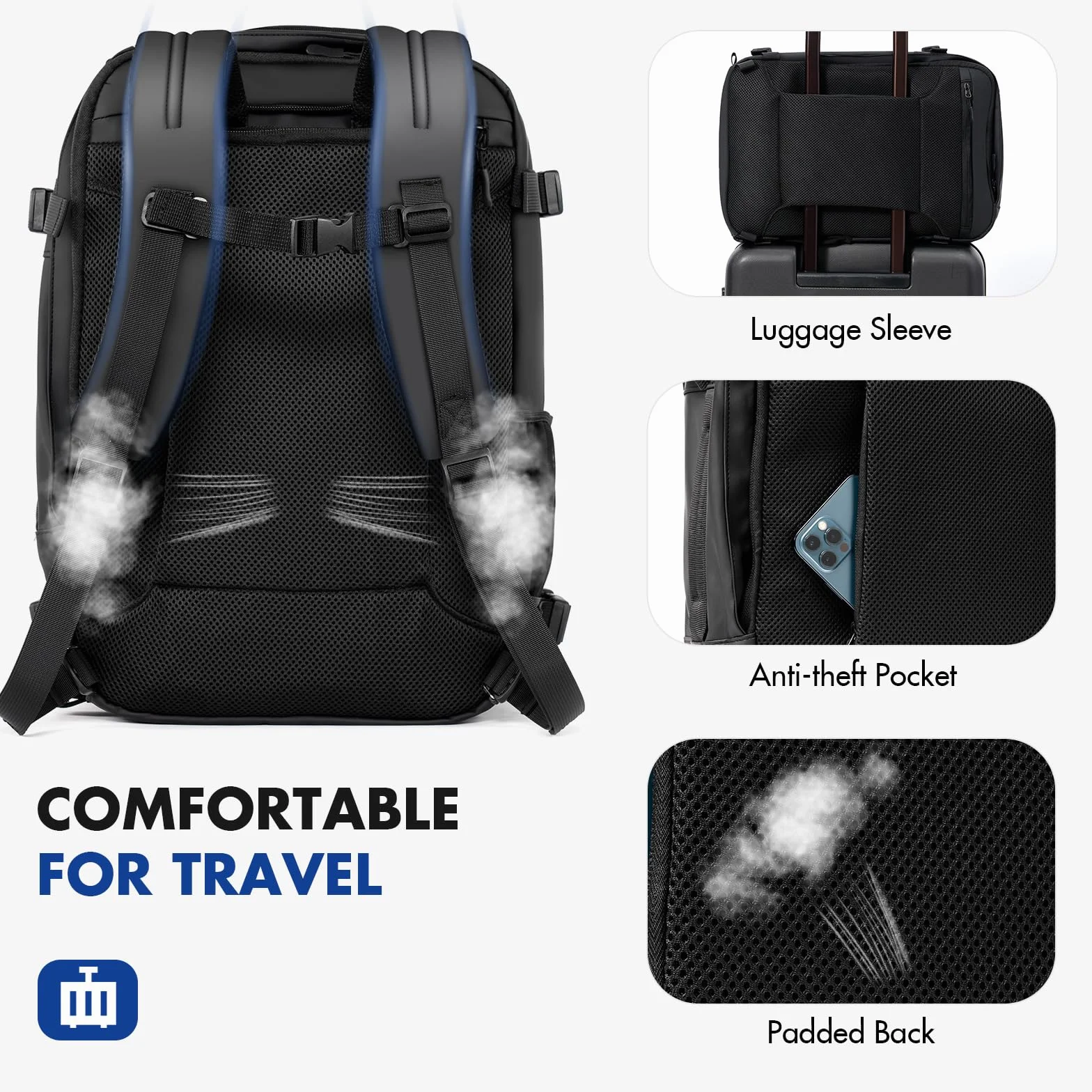 Plecak podróżny, bagaż podręczny do samolotu, wodoszczelny, na laptopa, torba podróżna, na podróż biznesową, do pracy, na urlop, 20 l, 28 l, 40 l