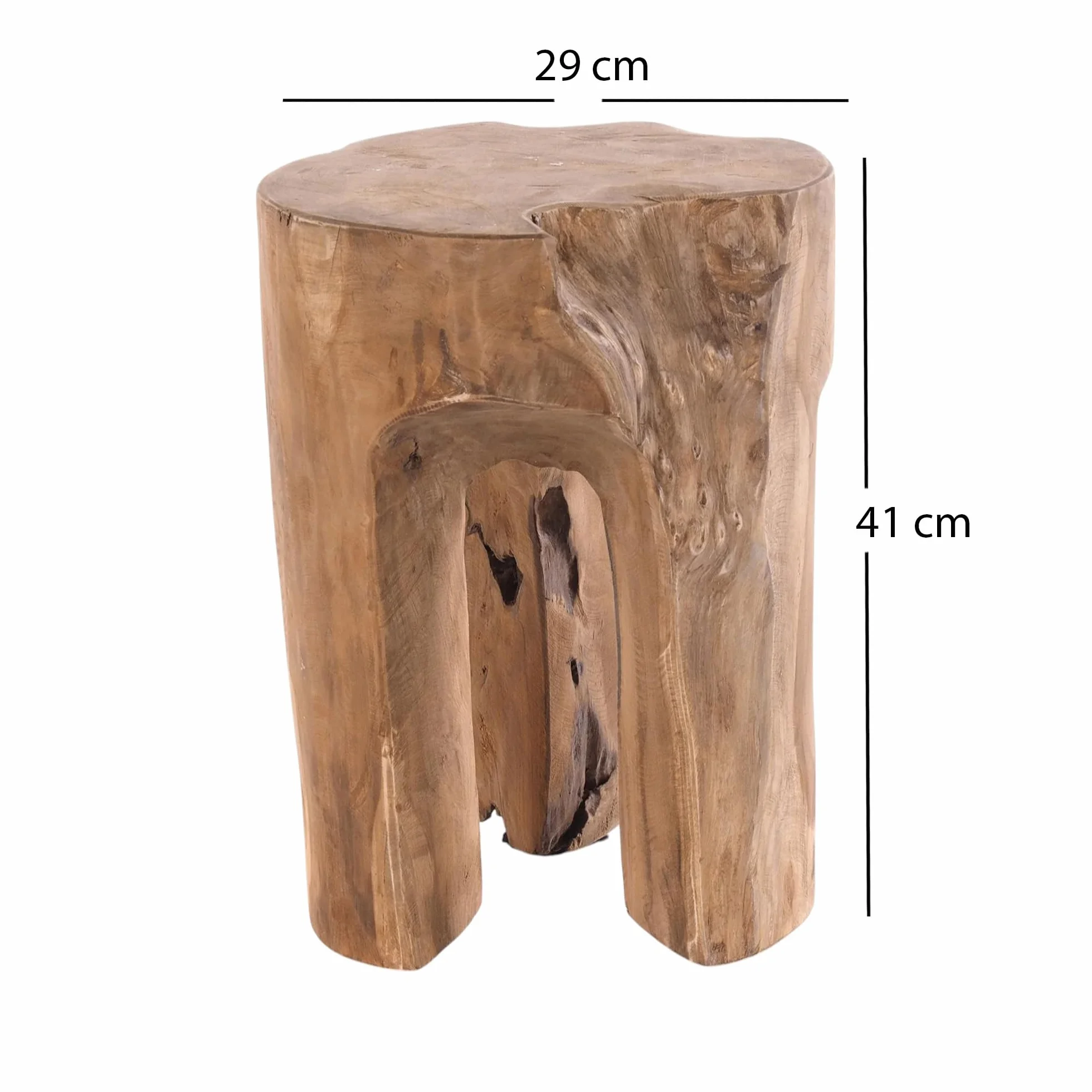 DESIGN DELIGHTS RUSTYKALNY TABORET Z PNIA DRZEWA Log | 41x29x29 cm (WxSzxG), stare drewno, naturalny | taboret do siedzenia