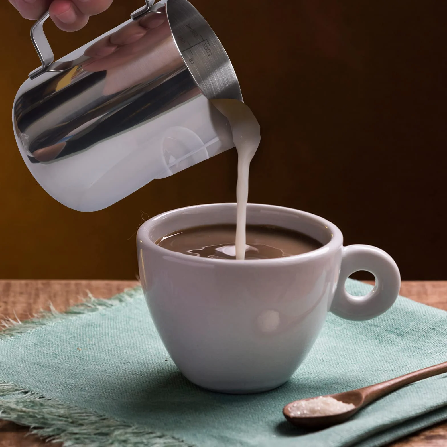 Dzbanek do spieniania mleka ze stali nierdzewnej 350 ml do espresso latte cappuccino