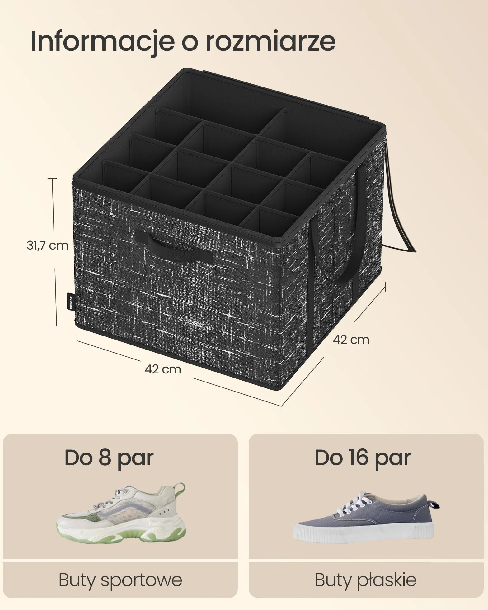 SONGMICS Organizer na buty, zestaw 2 szt., na 16 par, pudełko do przechowywania, przezroczysta pokrywa, czarny