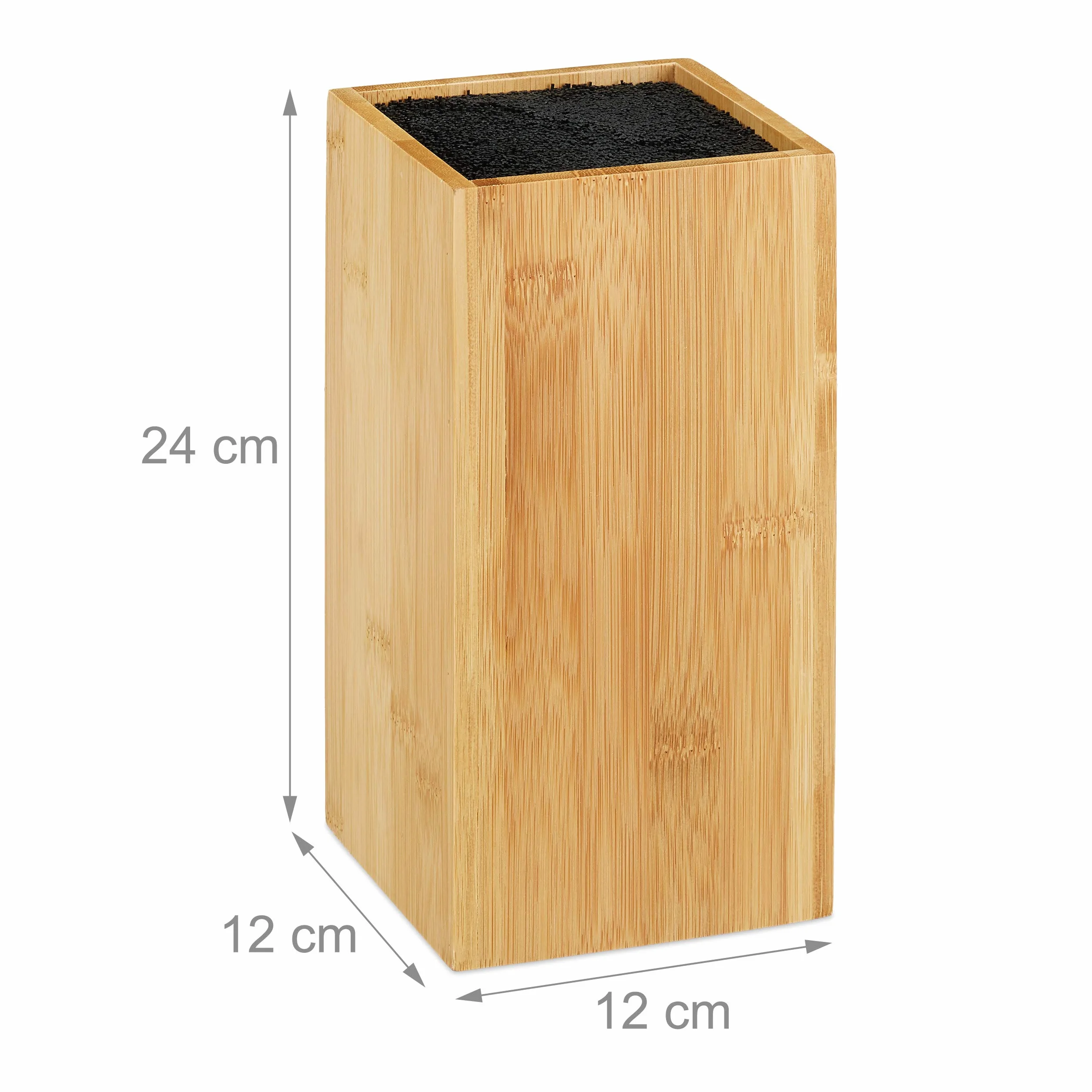 Relaxdays Bambusowy blok na noże na 6 sztuk HD 24 x 12 cm naturalny