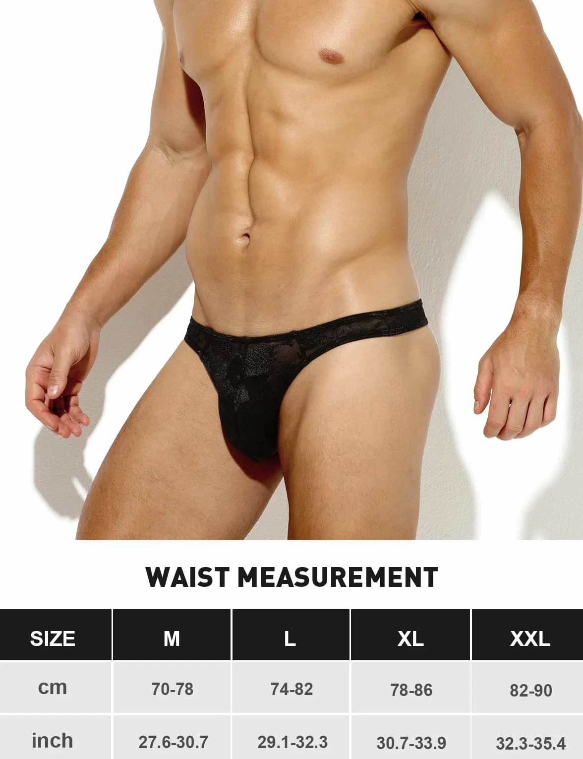 Casey Kevin Męskie stringi G-String z koronki, przezroczyste, seksowne, z niskim stanem, stringi tanga, delikatne i oddychające majtki bikini, A1-czarny, M