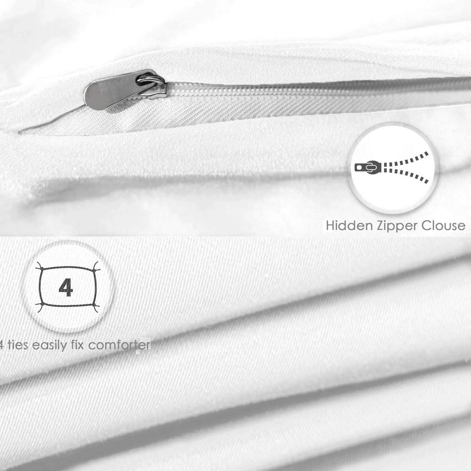 Cotopuro Poszwa na kołdrę 100% bawełna 240x220 2 poszewki 50x80 OEKO-TEX Premium 150 g/m² biały