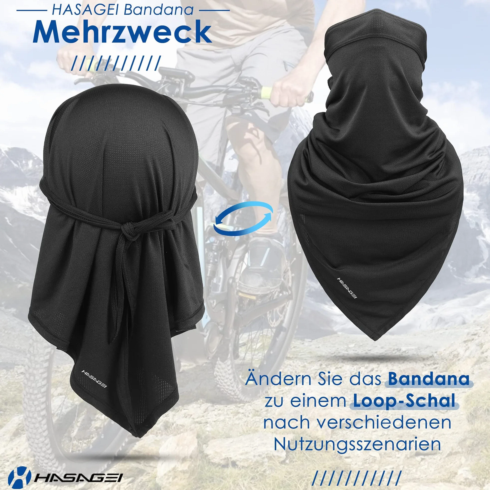 HASAGEI Bandana oddychająca chusta na głowę, bandana, szybkoschnąca, elastyczna, bandana, męska, sportowa bandana