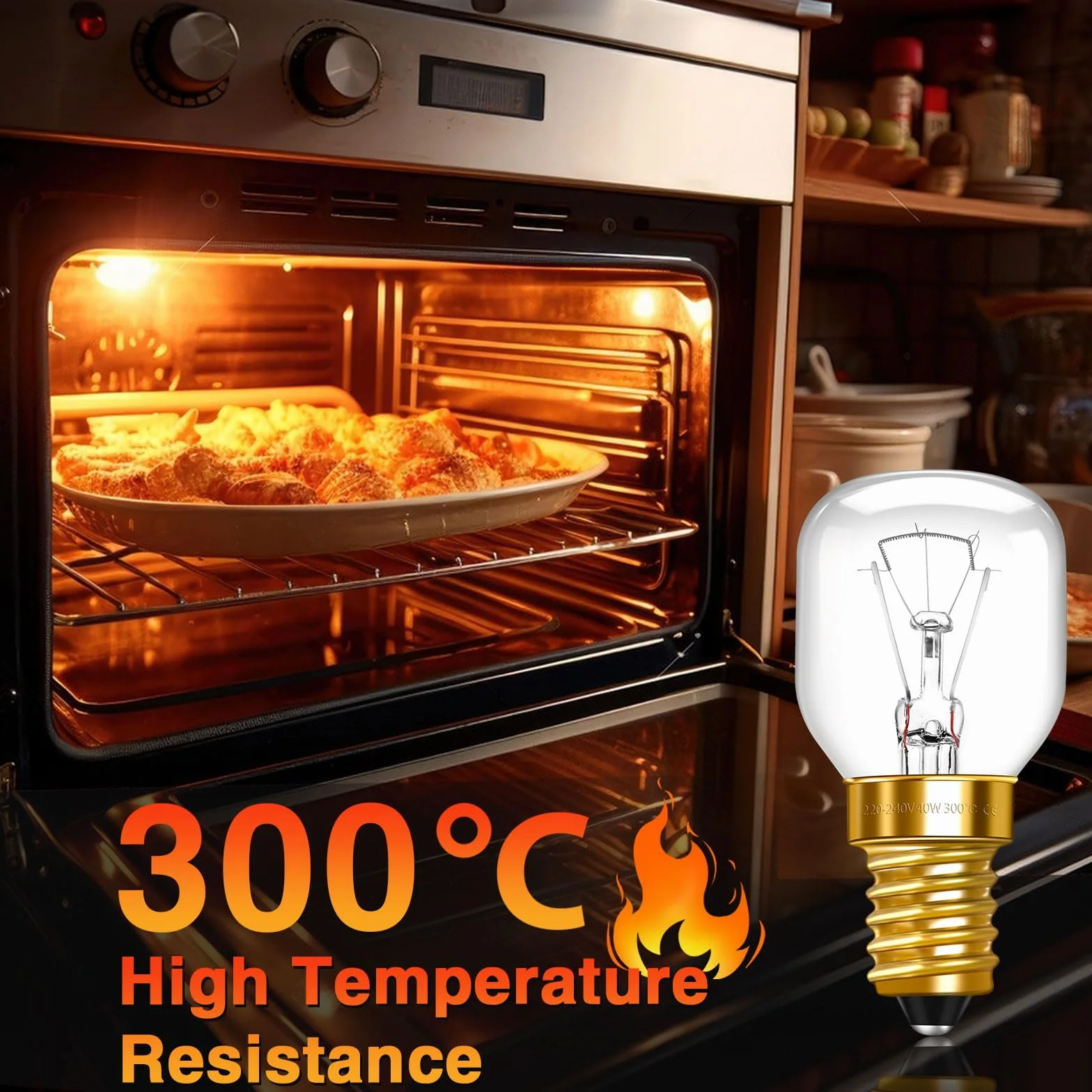 Żarówka do piekarnika E14 300°C 29x58mm 360LM 2700K ciepła biel AC 220-240V zestaw 2 szt