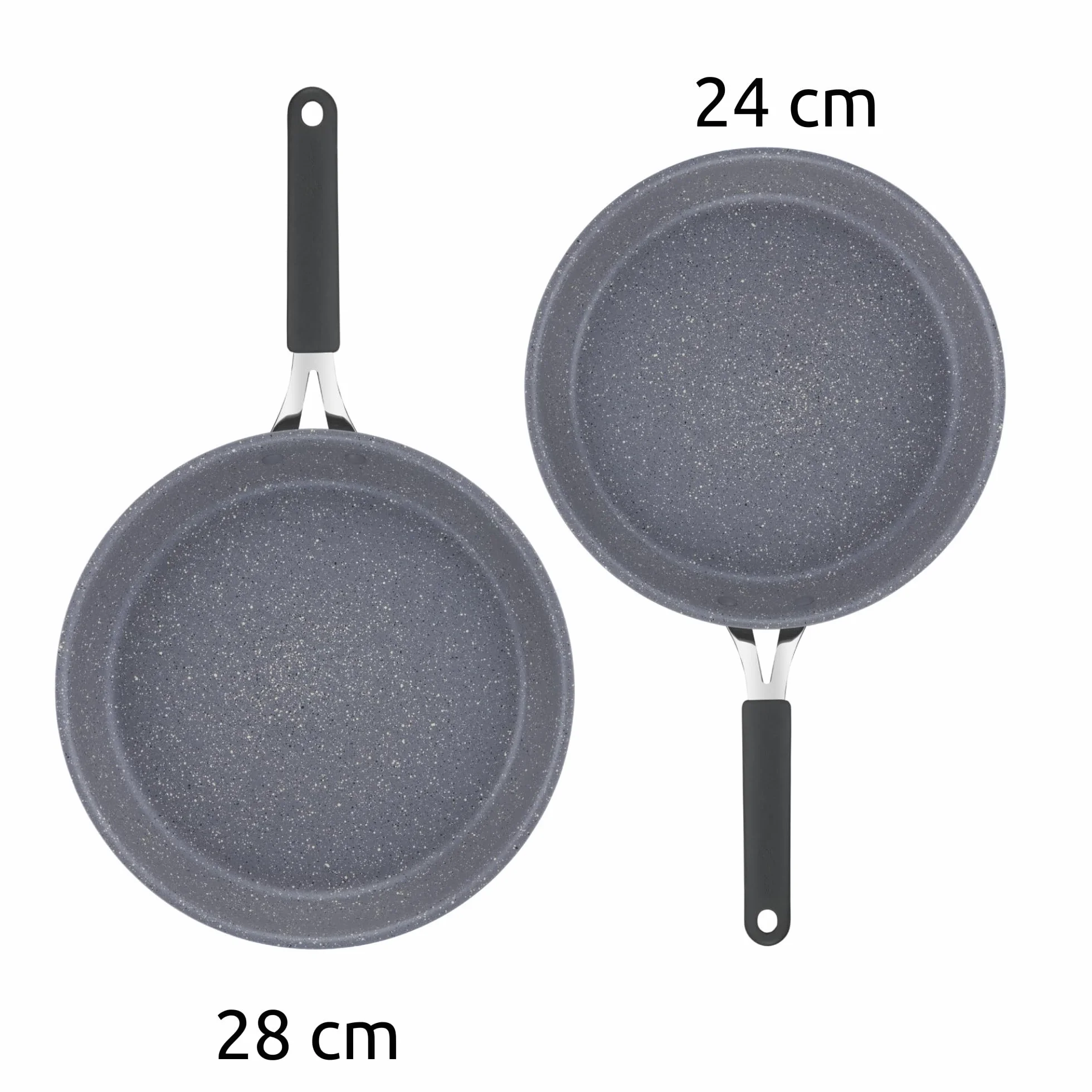 Lagostina Tempra Mineral zestaw patelni nieprzywierający stal aluminium powłoka mineralna 24/28 cm silikonowy uchwyt
