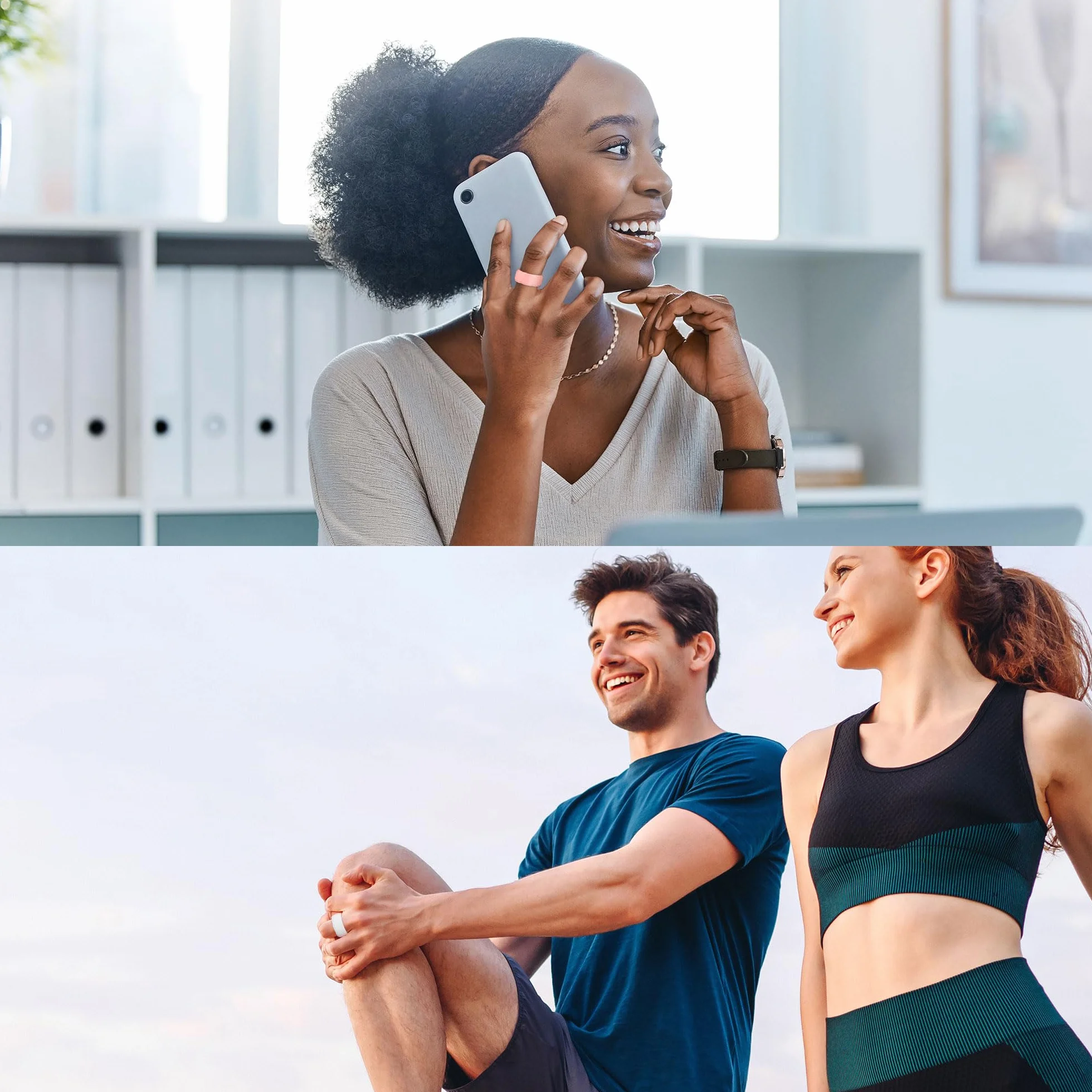 kwmobile 3 x etui ochronne Smart Ring kompatybilne z Oura Ring Gen 3, rozmiar S 6, 7, 8, 9, 10, silikonowy ochraniacz pierścienia, czarny/zakurzony róż/przezroczysty
