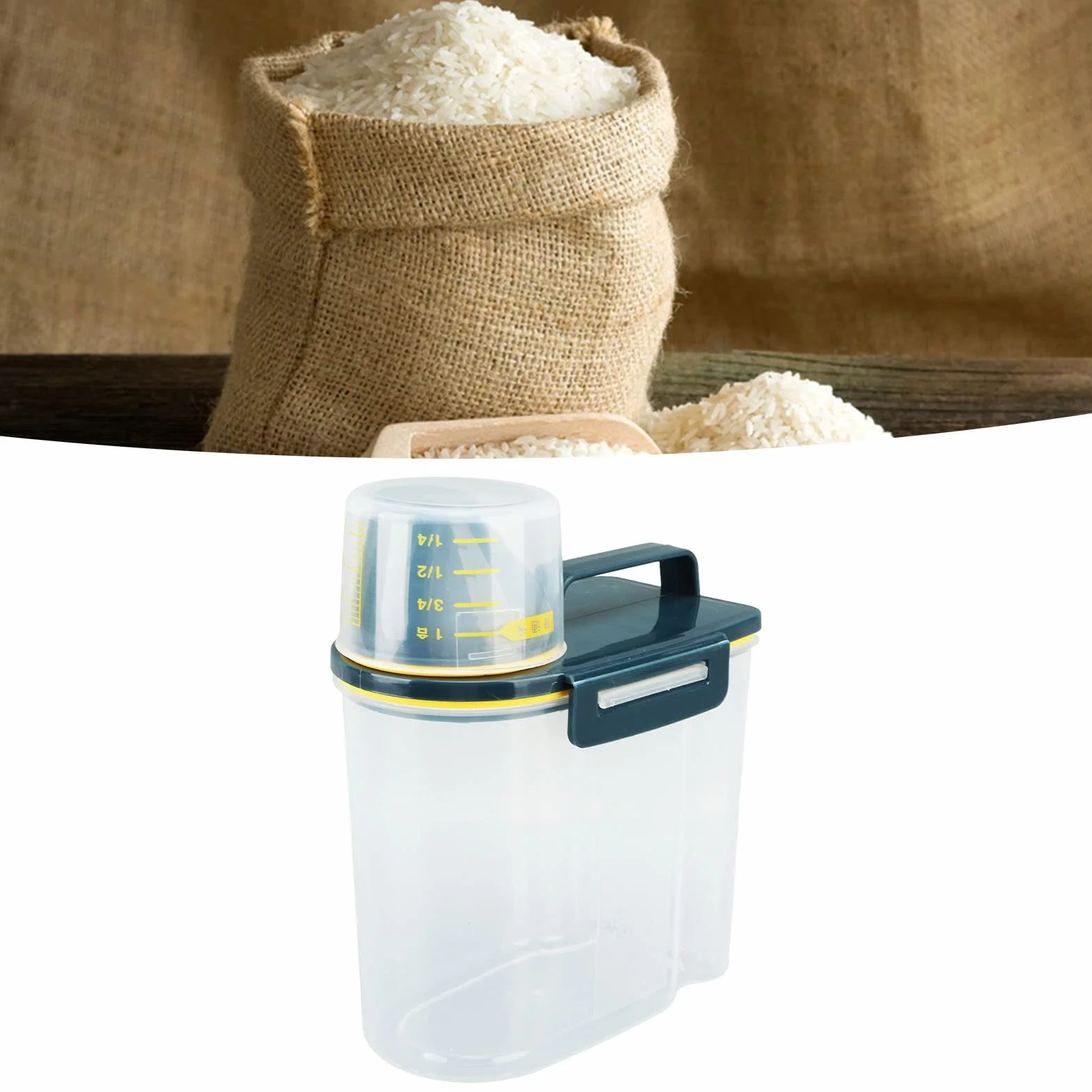 Pojemnik do przechowywania ryżu 1,5 kg z miarką Bez BPA Zielony