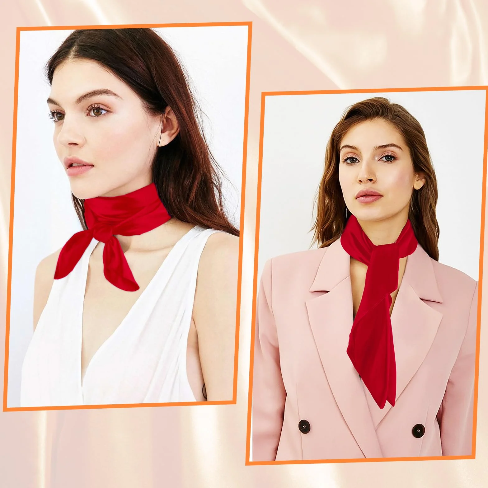 simarro Damski jedwabny szalik w dotyku, 23,5 cala satynowe szaliki moda kwadratowe szaliki oddychające miękkie akcesoria do torebki