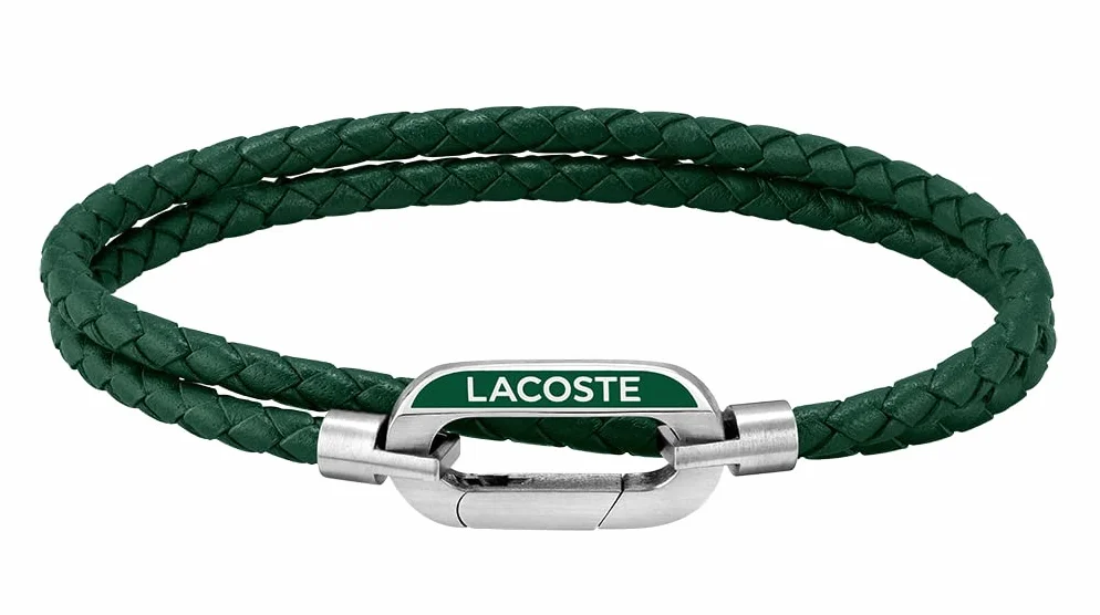 Lacoste Męska skórzana bransoletka z kolekcji STARBOARD dostępna w kolorze niebieskim, zielonym i brązowym