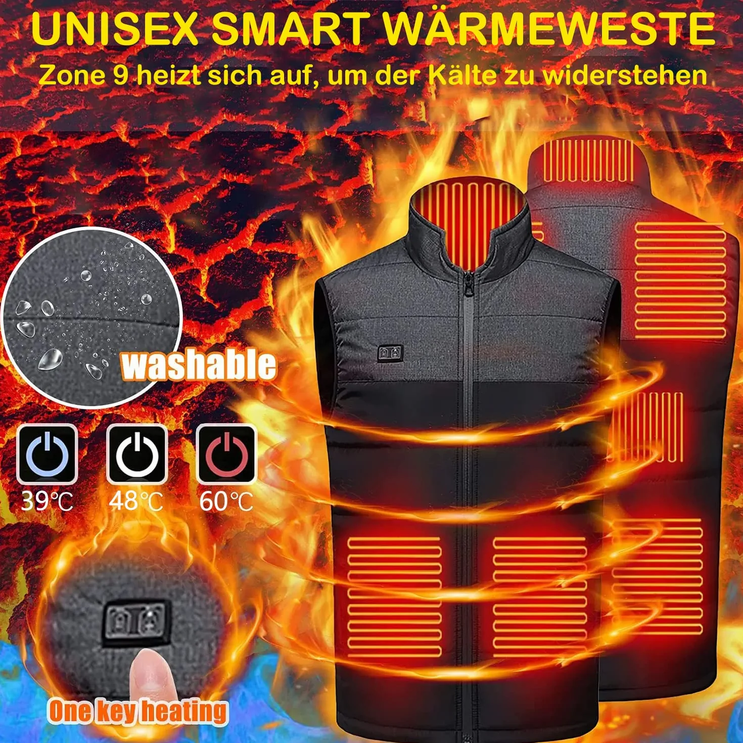 Podgrzewane kurtki dla mężczyzn z akumulatorem 10000 mAh, ulepszona wersja podgrzewana kamizelka ocieplająca odzież, Czarny, L