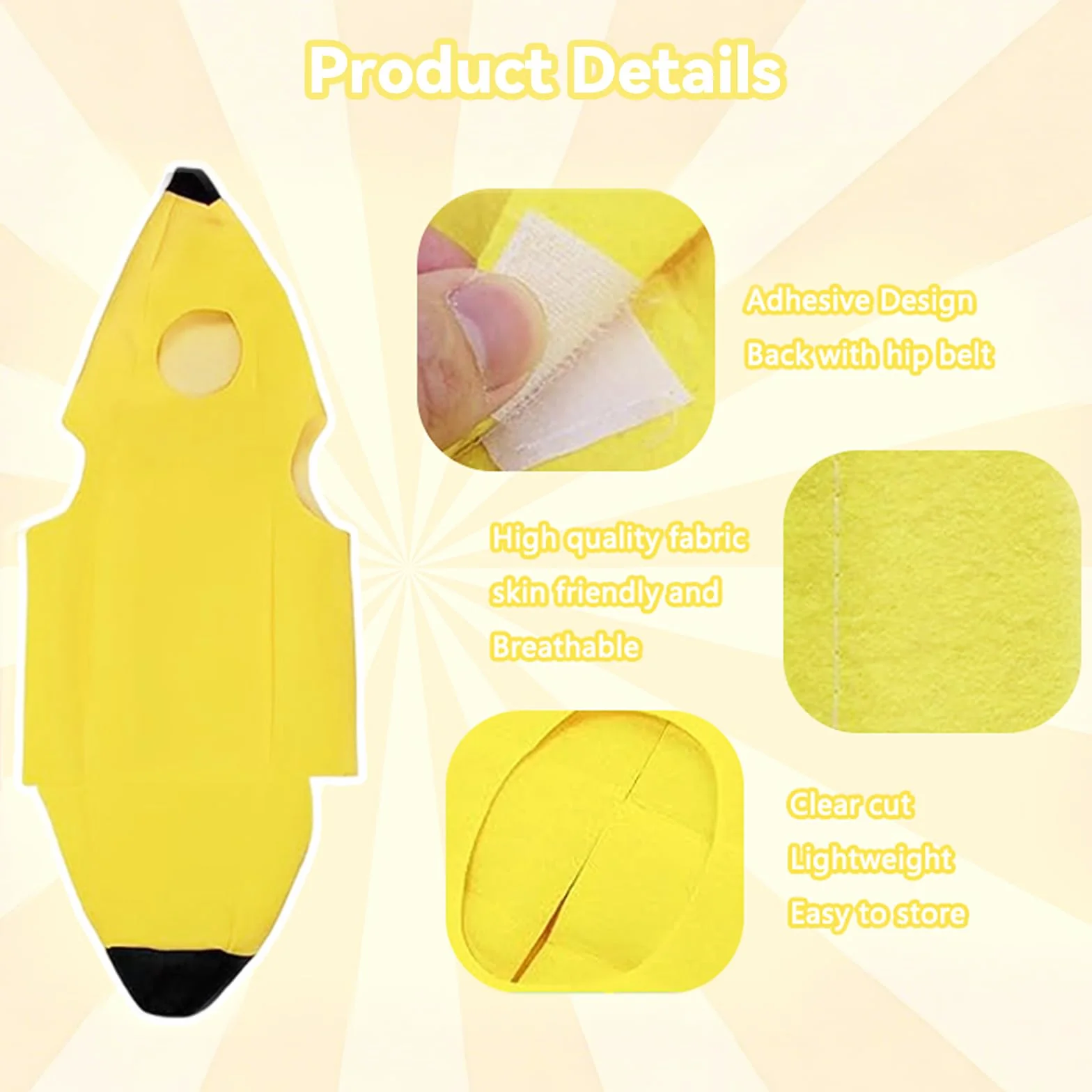 Kostium bananowy dla dorosłych unisex rozmiar uniwersalny na Halloween karnawał Cosplay