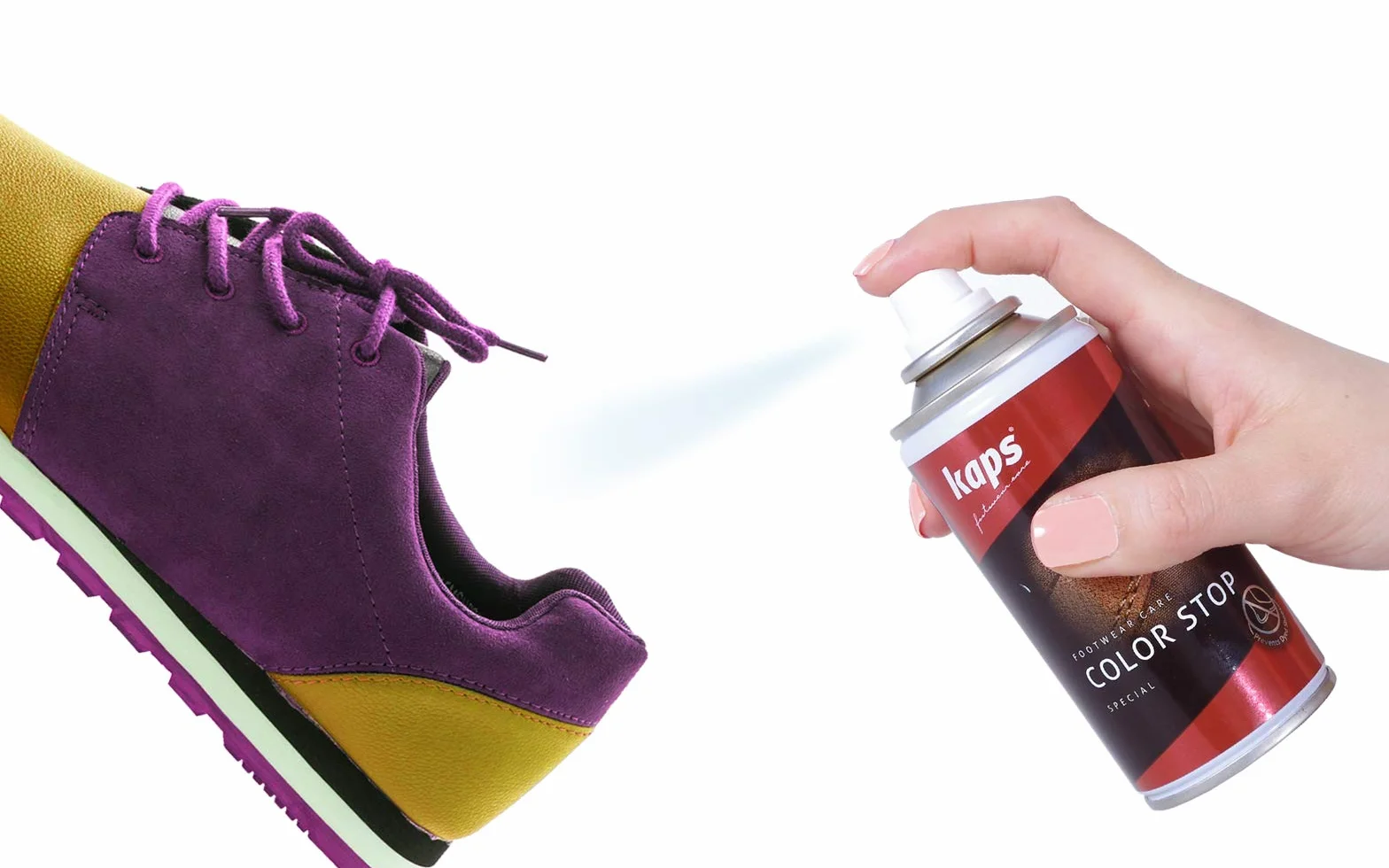 Spray Zapobiegający Plamom na Skórzanych Butach i Torbach – Nigdy Więcej Plam na Skarpetach i Stopach – Color Fastener Fixer Spray Blokujący Plamy – Zapobiegający Plamom Kaps Color Stop - 150 ml