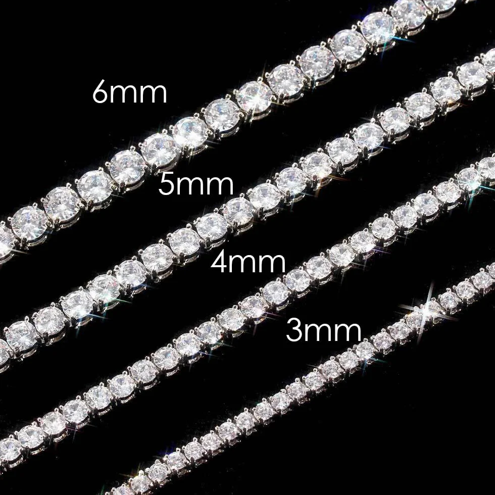 michooyel Naszyjnik tenisowy dla mężczyzn, łańcuszek tenisowy dla mężczyzn i kobiet, naszyjnik z diamentami Iced-Out, modna biżuteria, oprawka cyrkonii 5A, 3/4/5/6 mm, długość łańcuszka 40/45/50/55/60