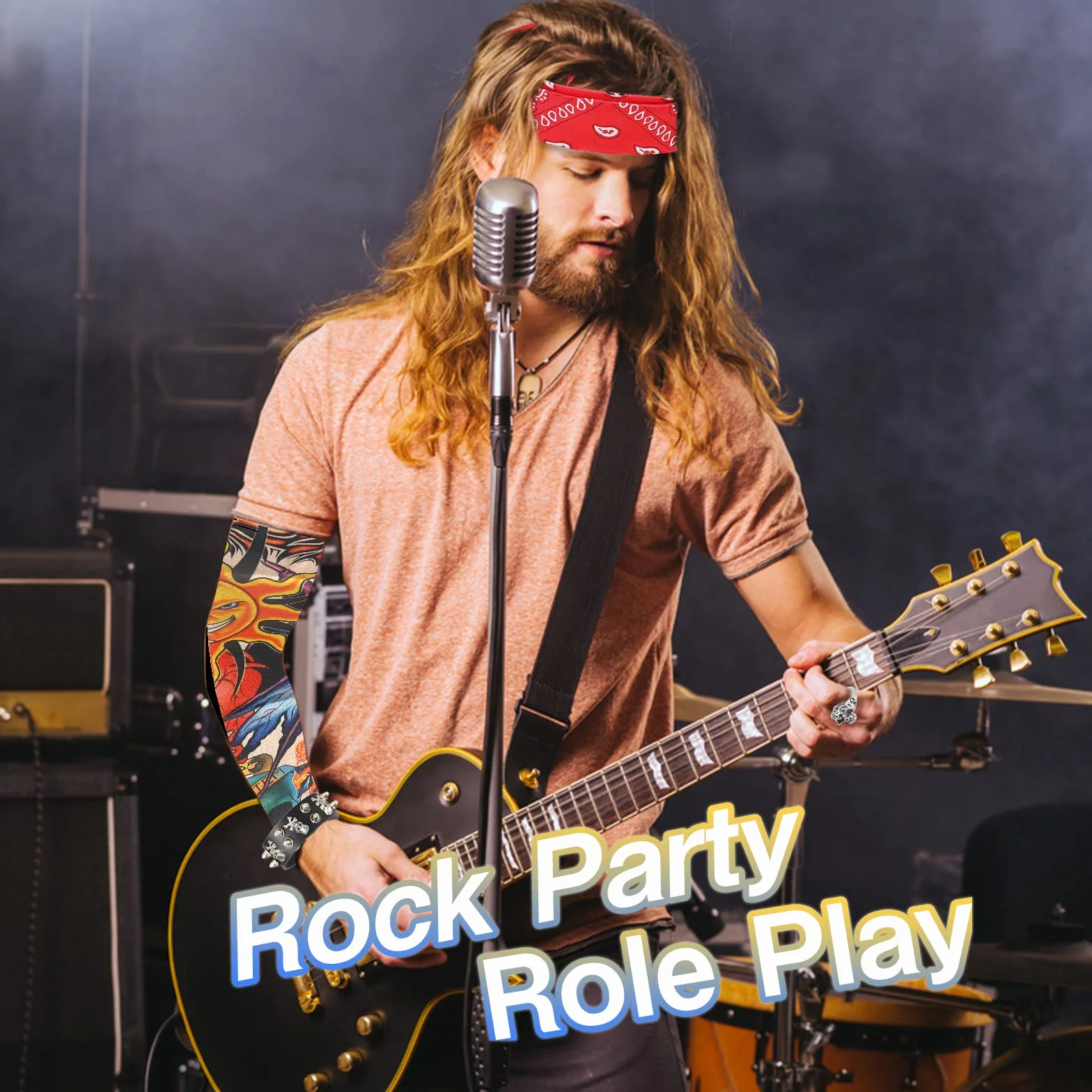 11 szt. Rock Star Fancy Dress Punk Akcesoria Rockstar Akcesoria Rockstar Fancy Dress 80s Rock Star Kostium Disco