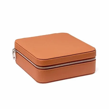 PrzenośNe SkóRzane Etui Na Okulary Z Wieloma PrzegróDkami, Zamykane Na Zamek, PudełKo Na Drobiazgi,Brown,17 * 18.7 * 6.5cm