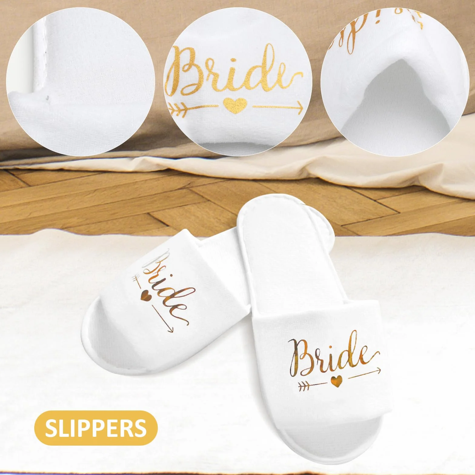 HENGBIRD Bride damski szlafrok satynowy kimono dekolt w serek bielizna nocna z kapciami na wesele dekoracja imprezowa JGA biały, XL