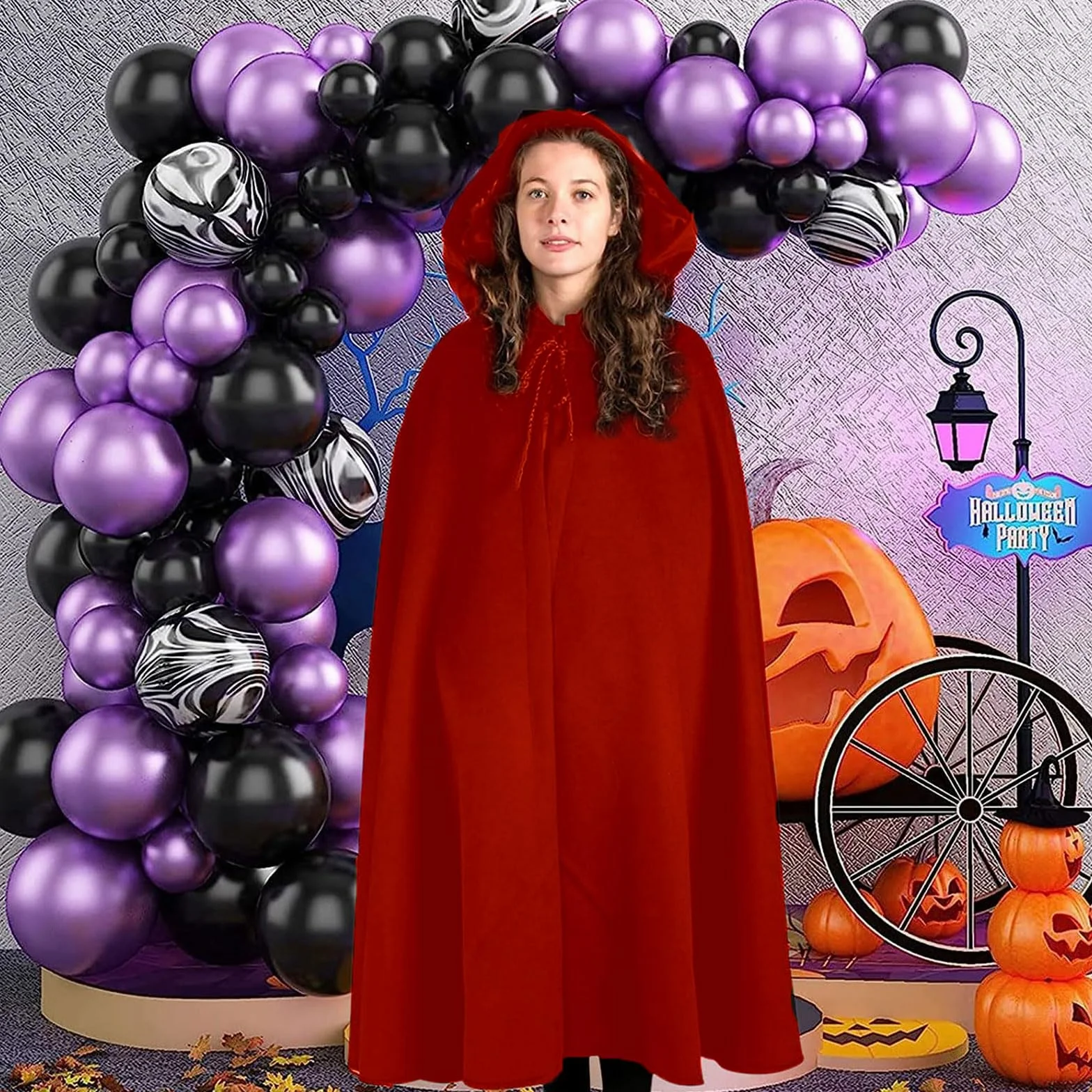 MIVAIUN Czerwona peleryna, czarownica, akcesoria do cosplay, dla dorosłych, na Halloween, fantazyjny kostium, płaszcz dla dorosłych, na imprezę, fantazyjny kostium, maskaradę, czerwony, 140 cm