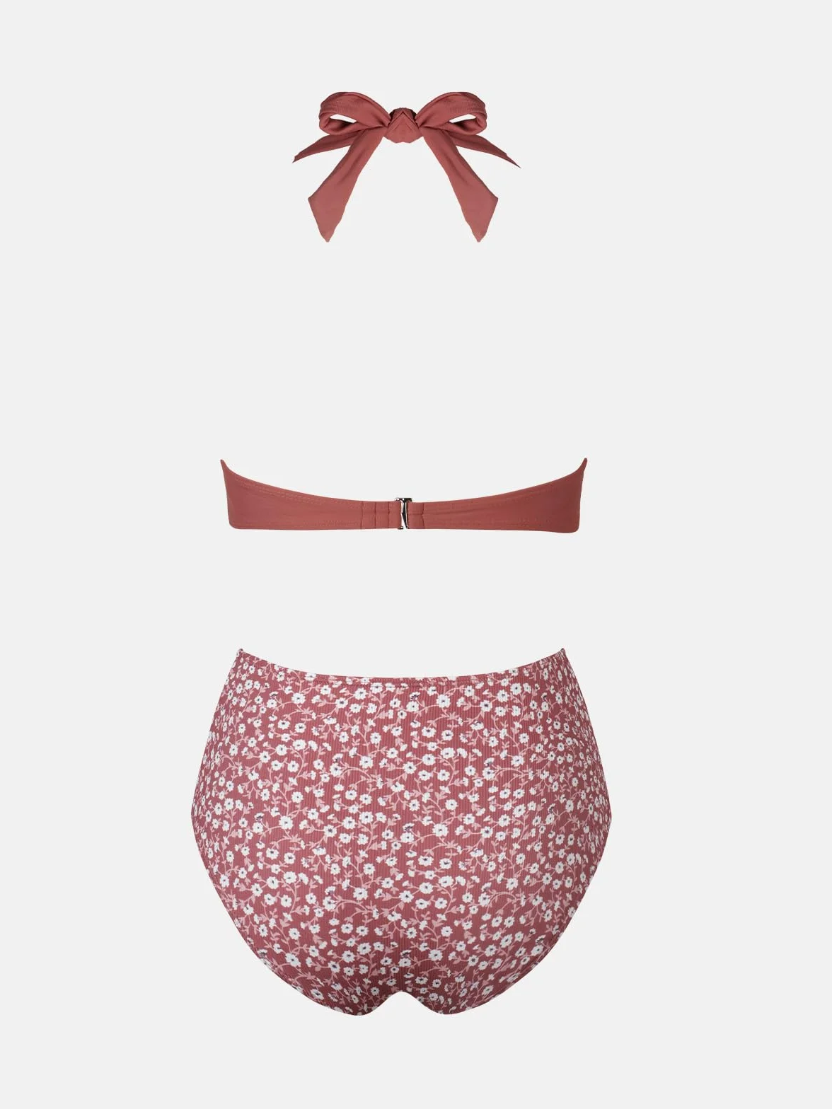 CUPSHE Damskie zestawy bikini dwuczęściowy strój kąpielowy z wysokim stanem dekolt w serek wiązany z przodu skręcony tył hak teksturowany