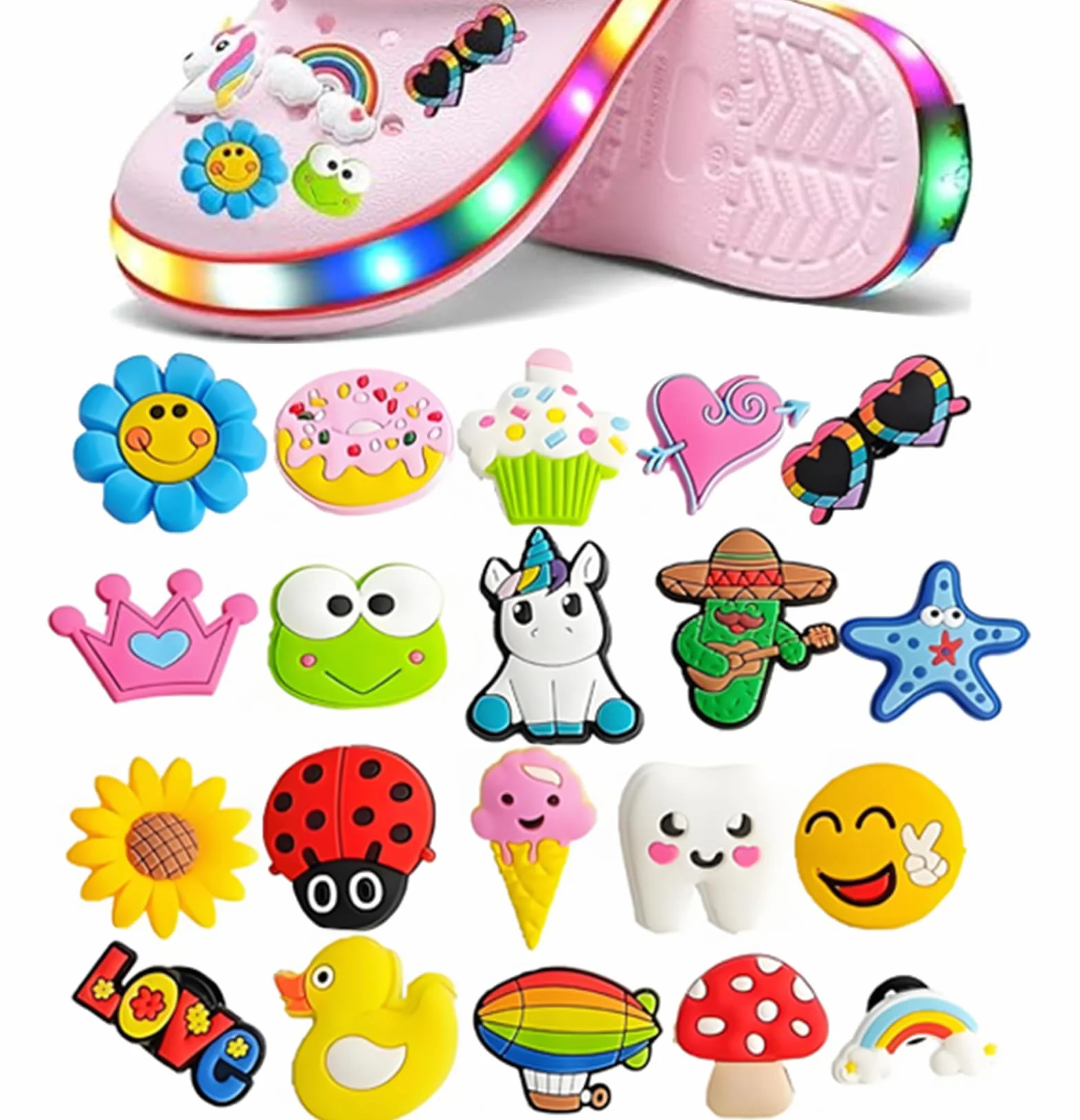 20 szt. przypinek do Crocs, dekoracyjne szpilki, zawieszki do butów, akcesoria i ozdoby do butów, akcesoria i ozdoby do butów, dla kobiet, mężczyzn, dzieci, 20 szt