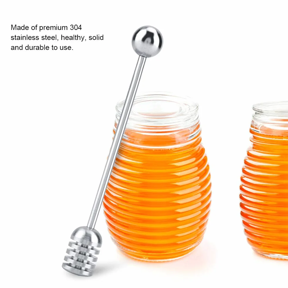 Yosoo Health Gear Masywne patyczki do miodu ze stali nierdzewnej i syropu, łyżka mieszadło Drizzler Glass Jam Stirring Wand do słoików
