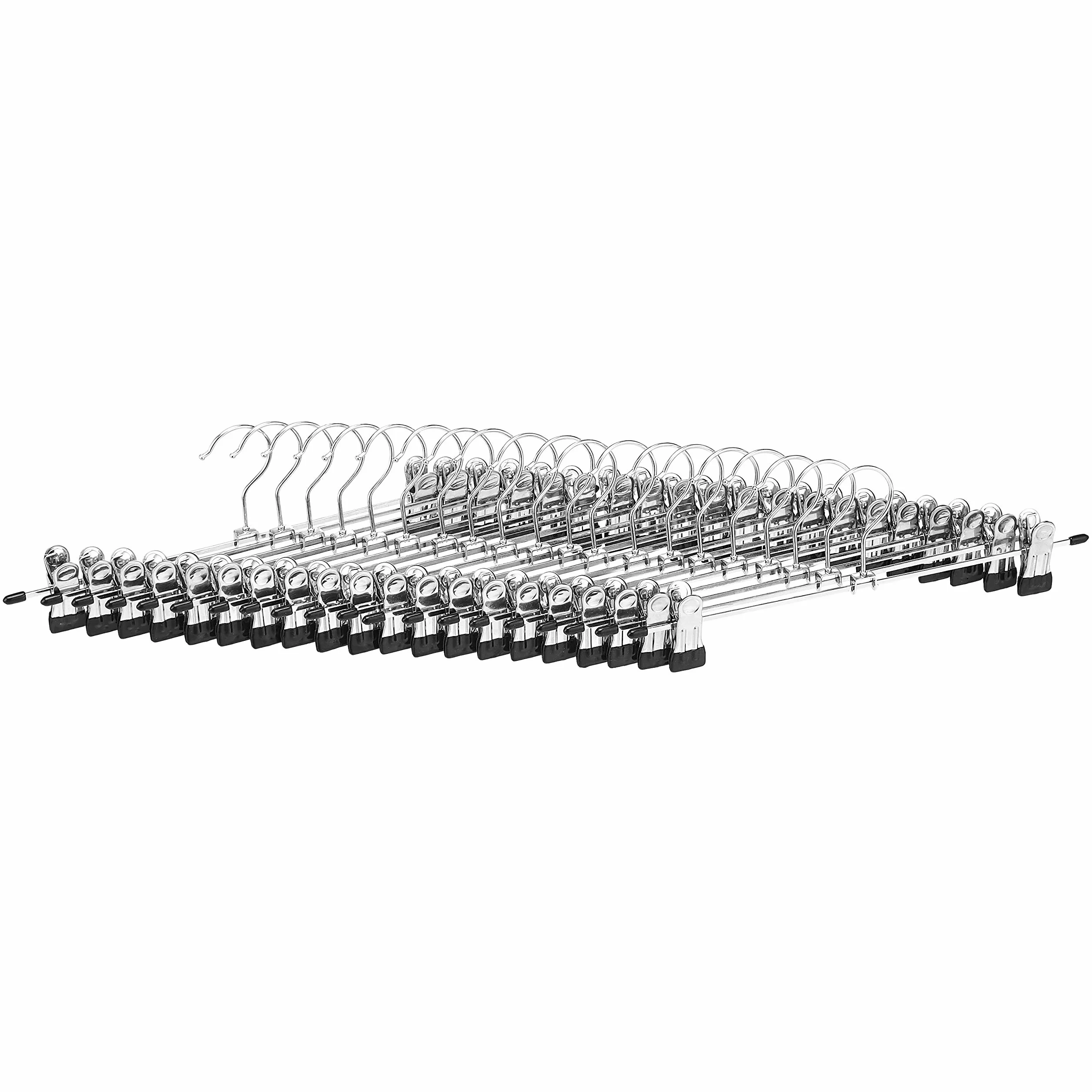 Amazon Basics Metalowe wieszaki na spodnie i spódnice z klipsami chrom 20 sztuk
