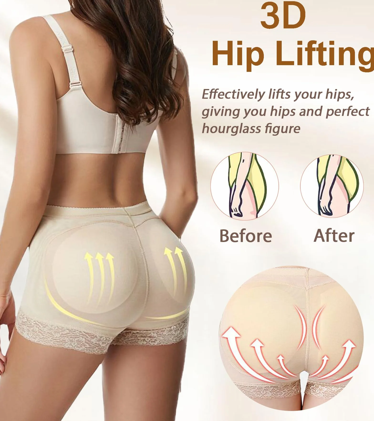 Wyściełane majtki damskie w kształcie pośladków body shaper wyściełane majtki push-up niewidoczne idealne pośladki bez majtek kontrola stawów modelujące bielizna modelująca spodnie ze