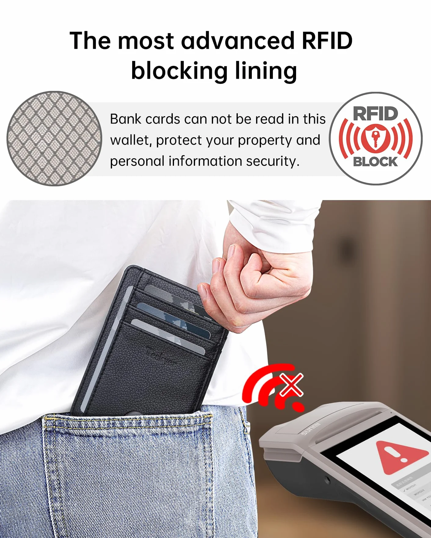 Teskyer Portfel na karty RFID Slim Czarny 11.7 x 8.1 x 1 cm