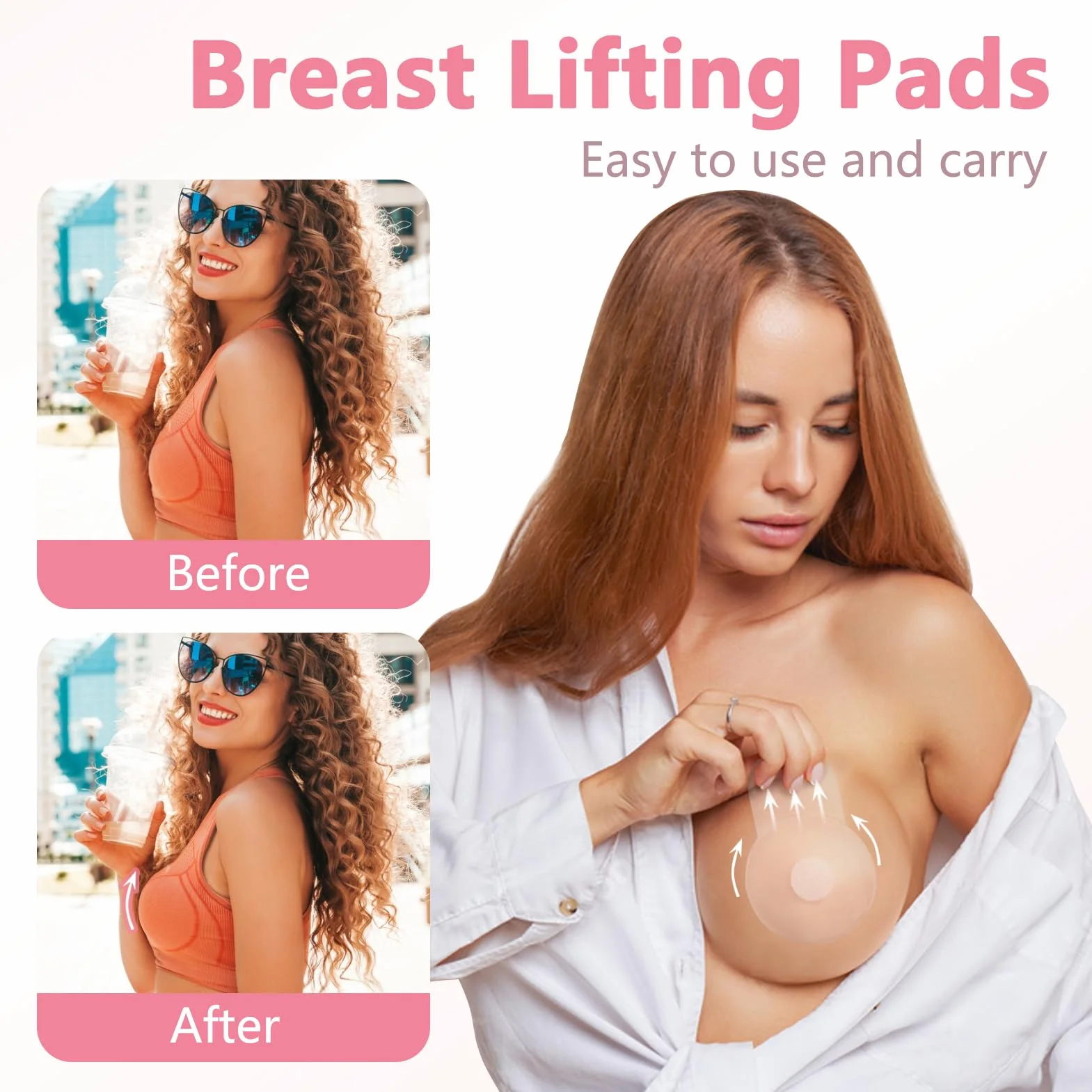 Kiiwah 2 pary niewidzialnych samoprzylepnych sutków Push Up, silikonowe niewidzialne biustonosze samoprzylepne naklejki biustonosz na piersi osłona na sutki Push Up z 5 parami nipple covers (6,5 cm)
