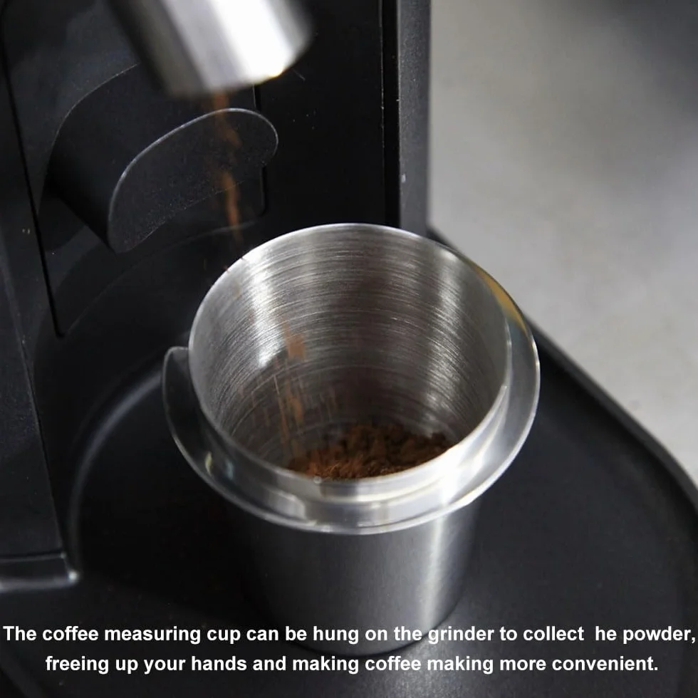 Kubek dozujący ze stali nierdzewnej 58 mm do kawy espresso srebrny