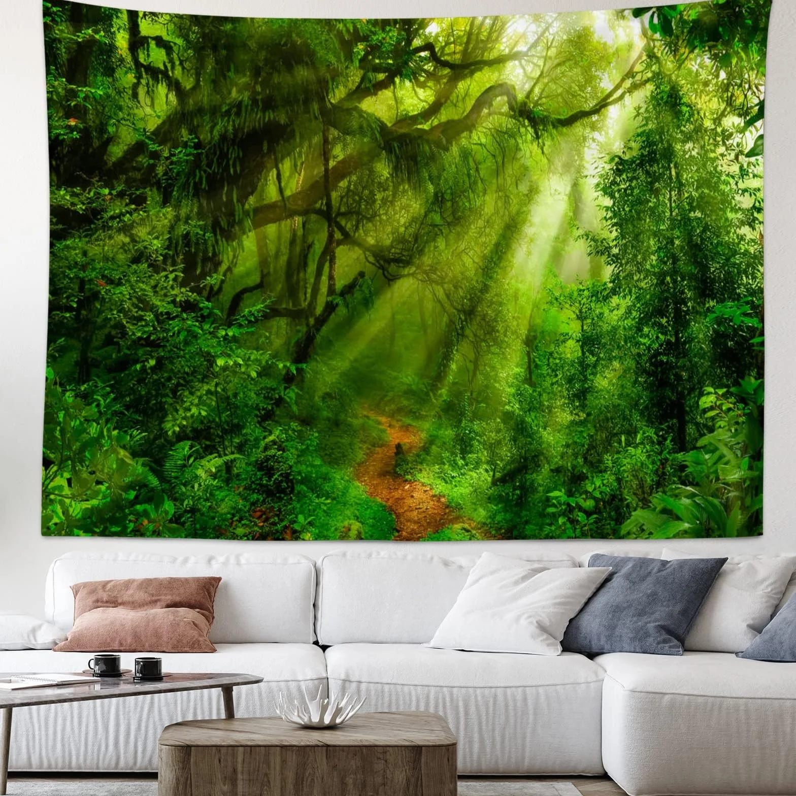 Gobelin ścienny z motywem natury, zielony, las, drzewo, 240 x 220 cm