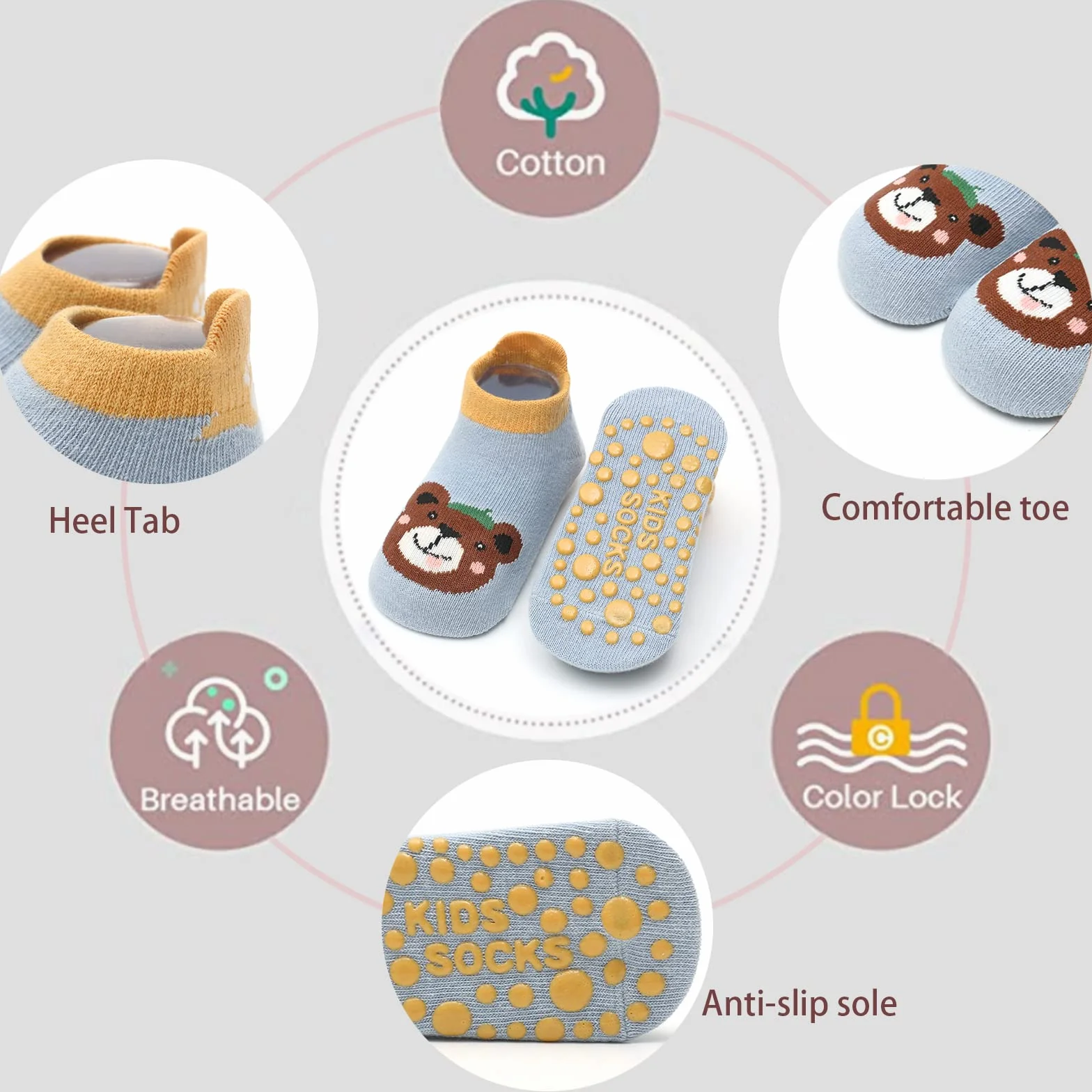 Baby Anti-Slip Ankle Skarpety Cute Cartoon Grips Skarpety Dla Niemowląt Maluch Chłopcy Dziewczyny 5/6 Para (A2-dinosaur(6 pair),1-3 Years)