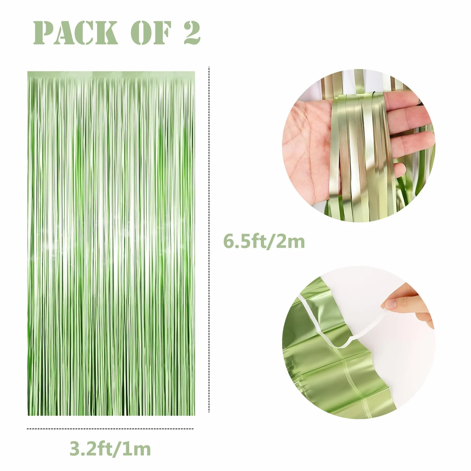 Zielone zasłony z brokatem 3.2ftx6.5ft Folia Party Dekoracje Glitter tło drzwi Streamers Halloween