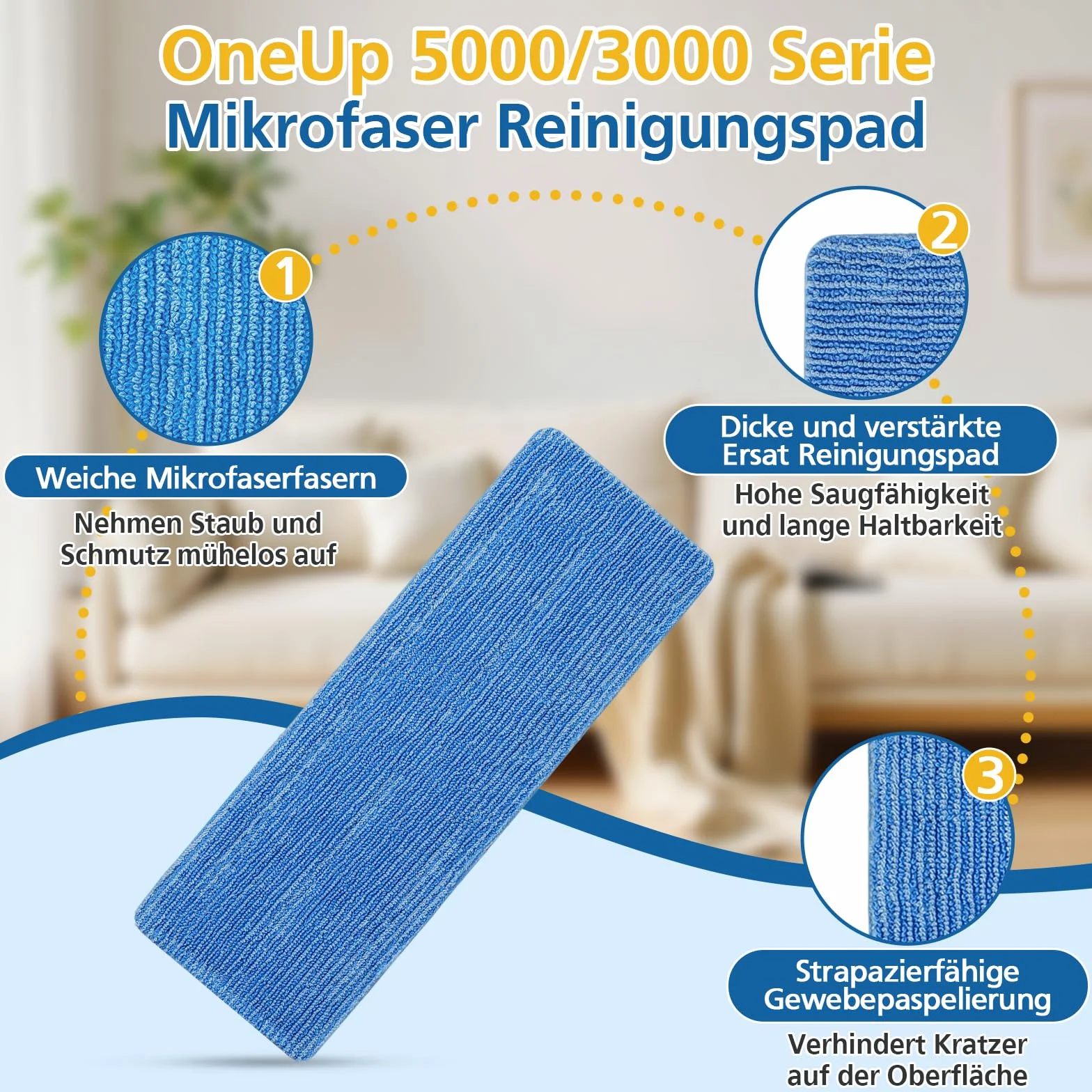 Philips OneUp 5000/3000 podkładki czyszczące do mopa elektrycznego mikrofibrowe 2 sztuki