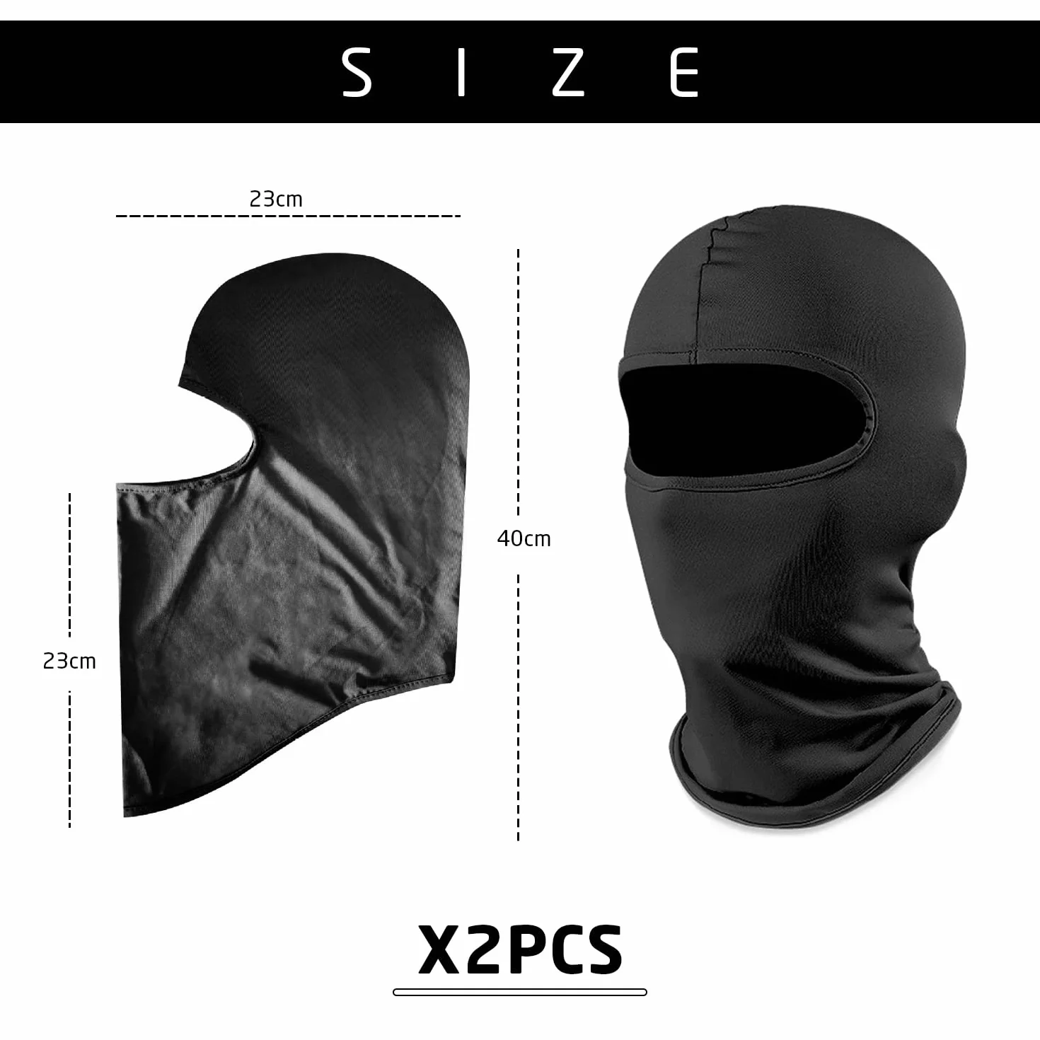 2-pak wiatroszczelnych masek, kominiarka, oddychaj?ca maska, akcesoria sportowe, unisex, do aktywno?ci na ?wie?ym powietrzu, aplikować do na rowerze, ochrona przed promieniowaniem UV (czarna)