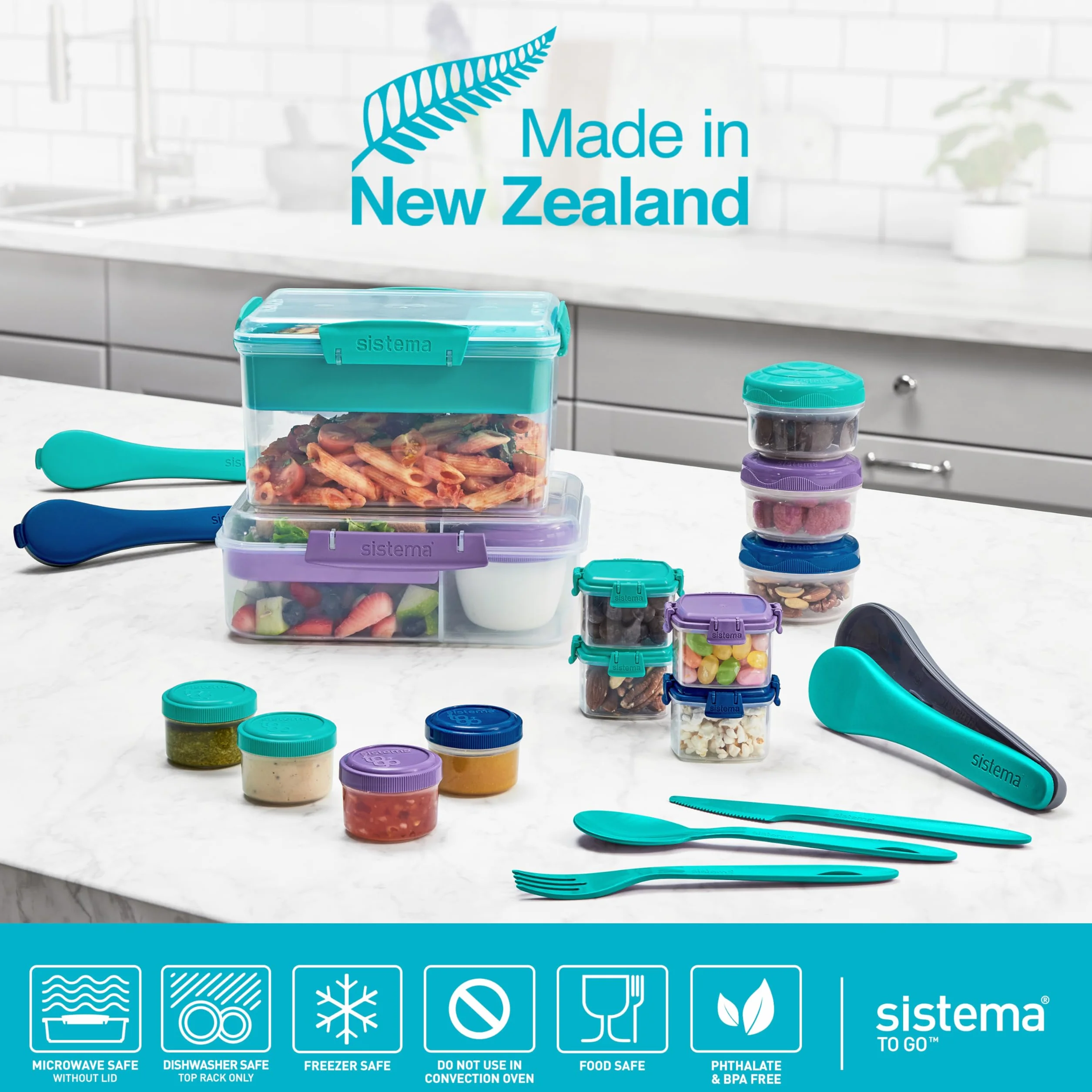 Sistema TO GO Bento Box Create 1,48 l szkolne pudełko na lunch z przegródkami bez BPA miętowe morskie