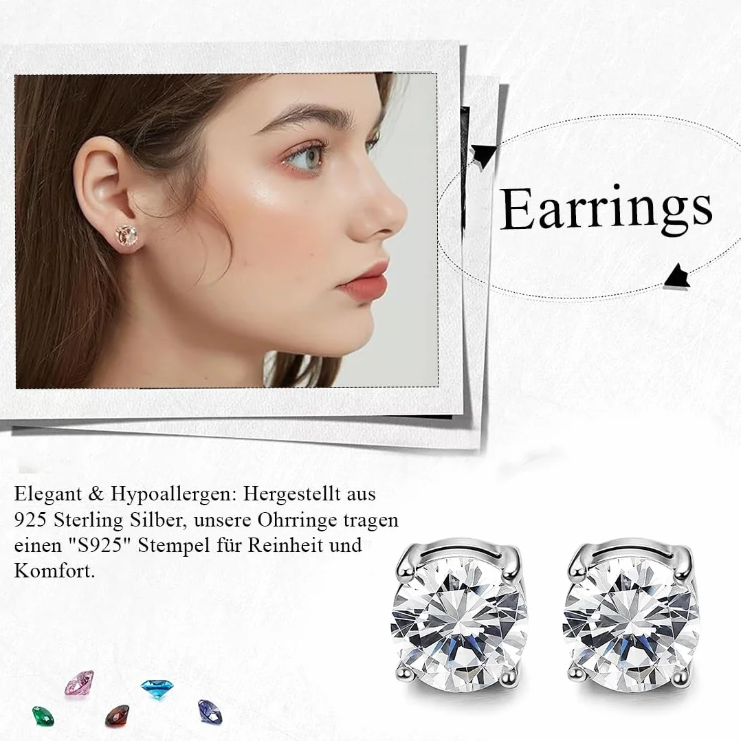 3 pary magnetycznych kolczyków ze stali nierdzewnej dla mężczyzn i kobiet unisex bez przekłuwania fałszywych magnesów zestaw kolczyków, 6/8 mm, srebrny, M, Stal nierdzewna