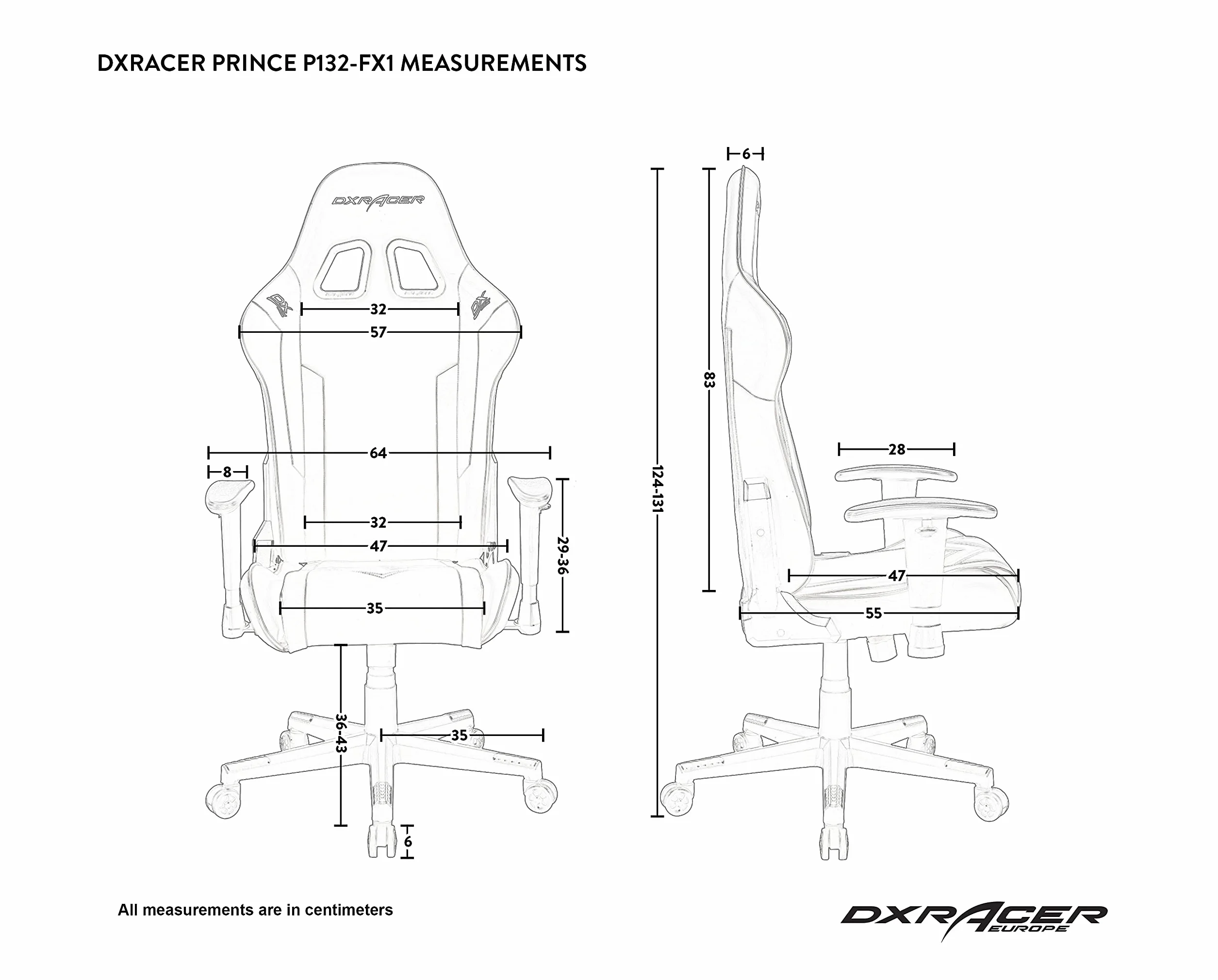 Dxracer Prince P132 Fotel Gamingowy Sztuczna Skóra Czarny Czerwony 185 cm