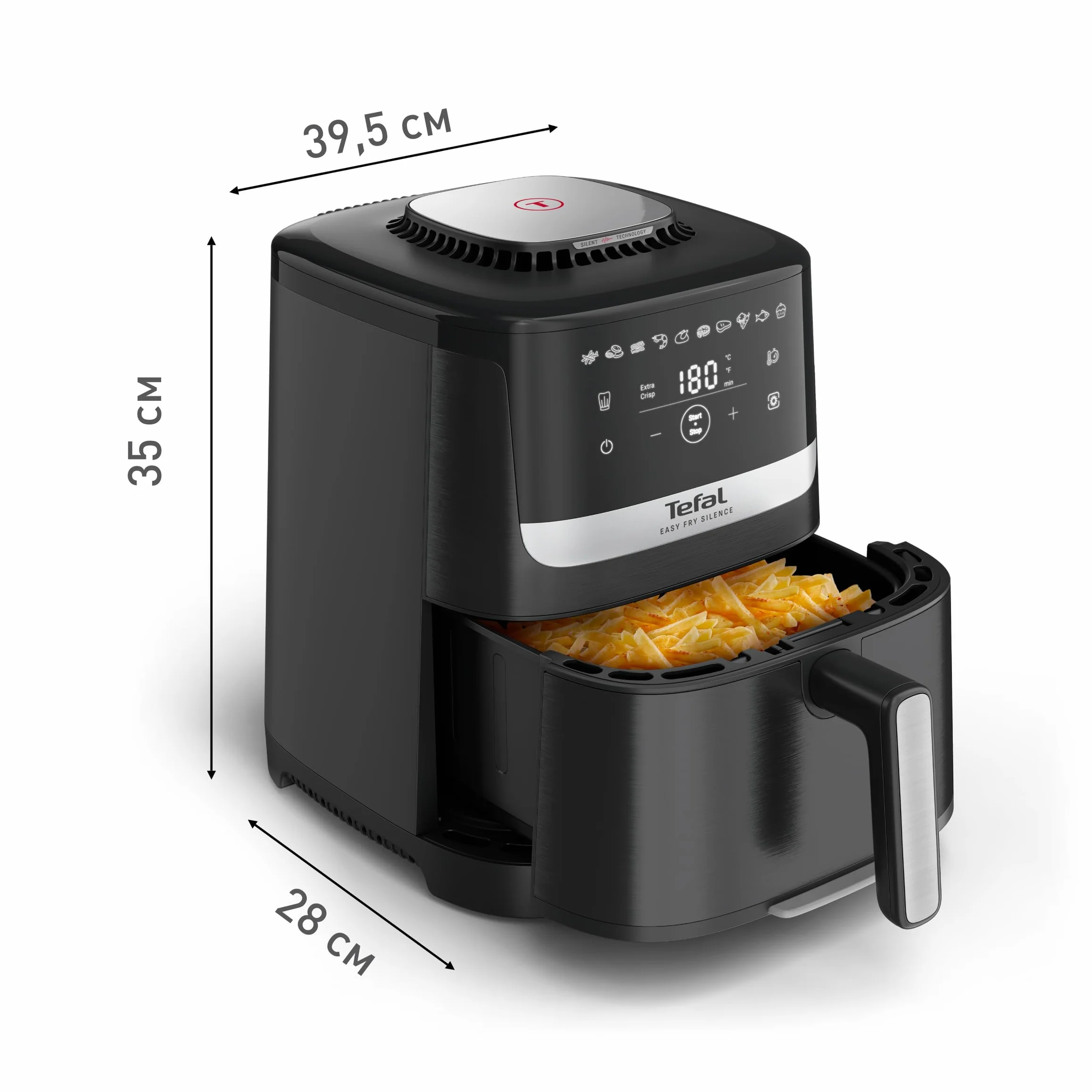 TEFAL EY5528 Frytkownica beztłuszczowa Easy Fry Silence 1670W 5l 40-220°C czarna