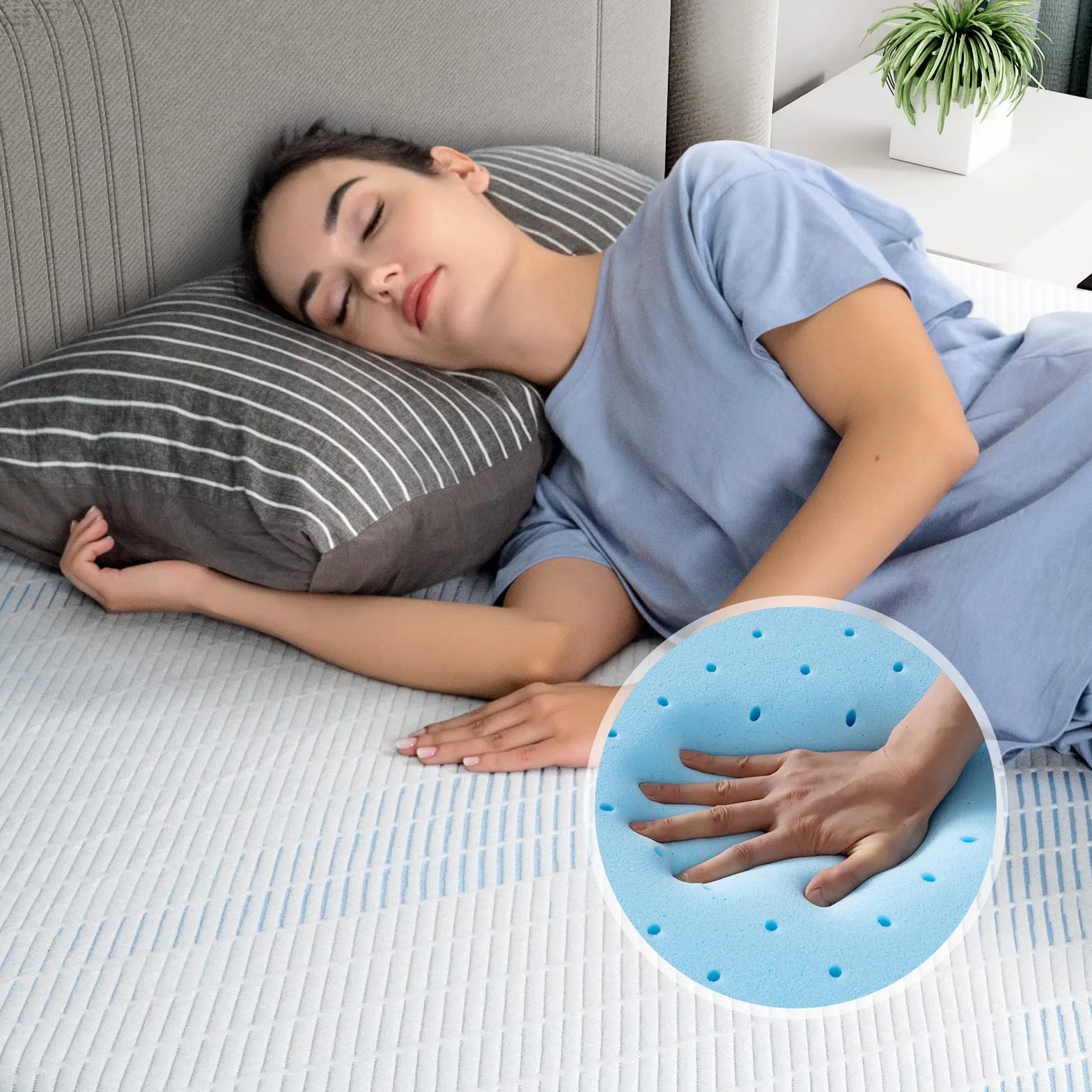 BedStory Żelowy topper 90 x 200 cm, wysokość 7,6 cm, nakładka na materac z pianki żelowej z pamięcią kształtu H2 H3