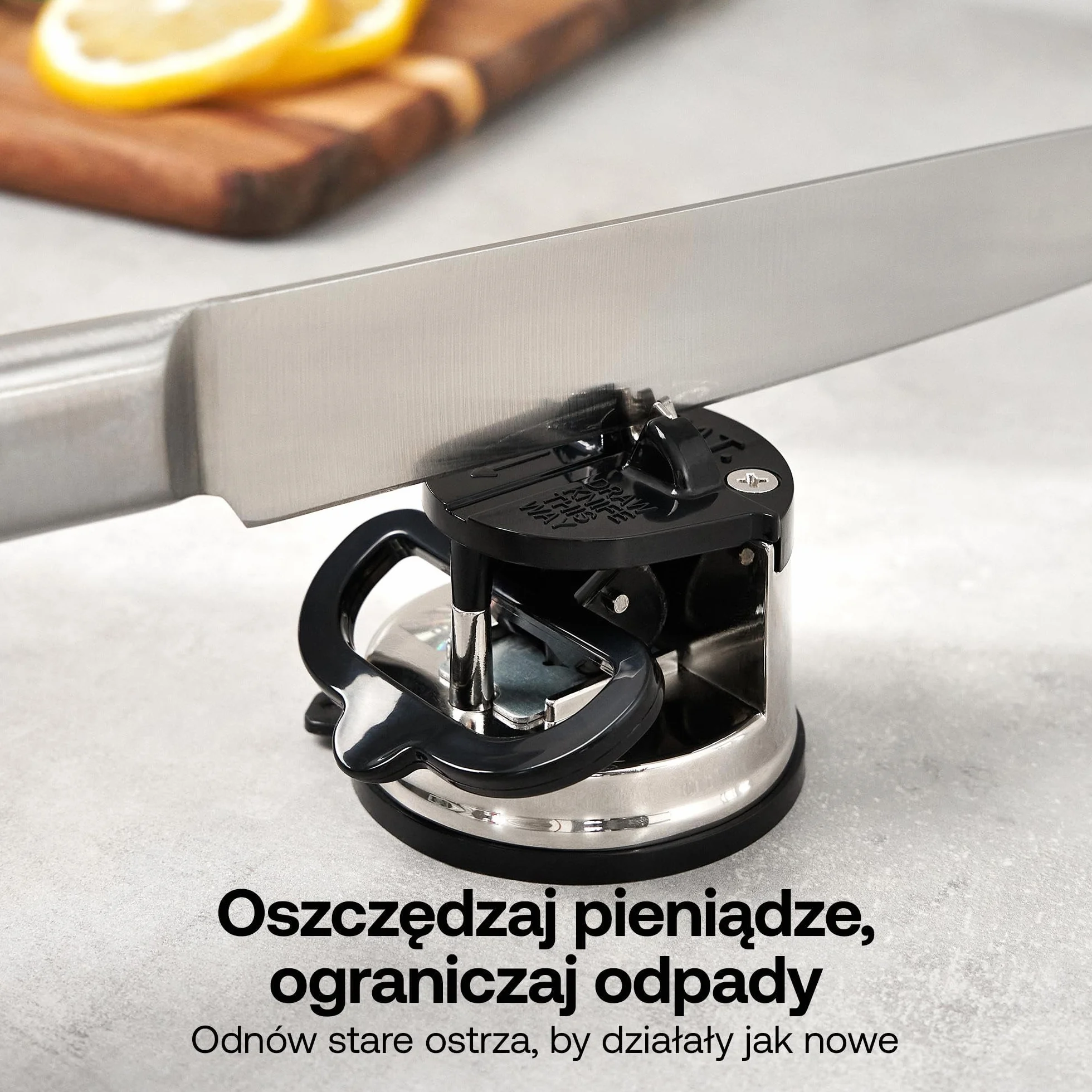 AnySharp Pro Metalowa Ostrzałka do Noży, Bezpieczne Ostrzenie, Stal Hartowana, Ząbkowane, Kompaktowa, Srebrna