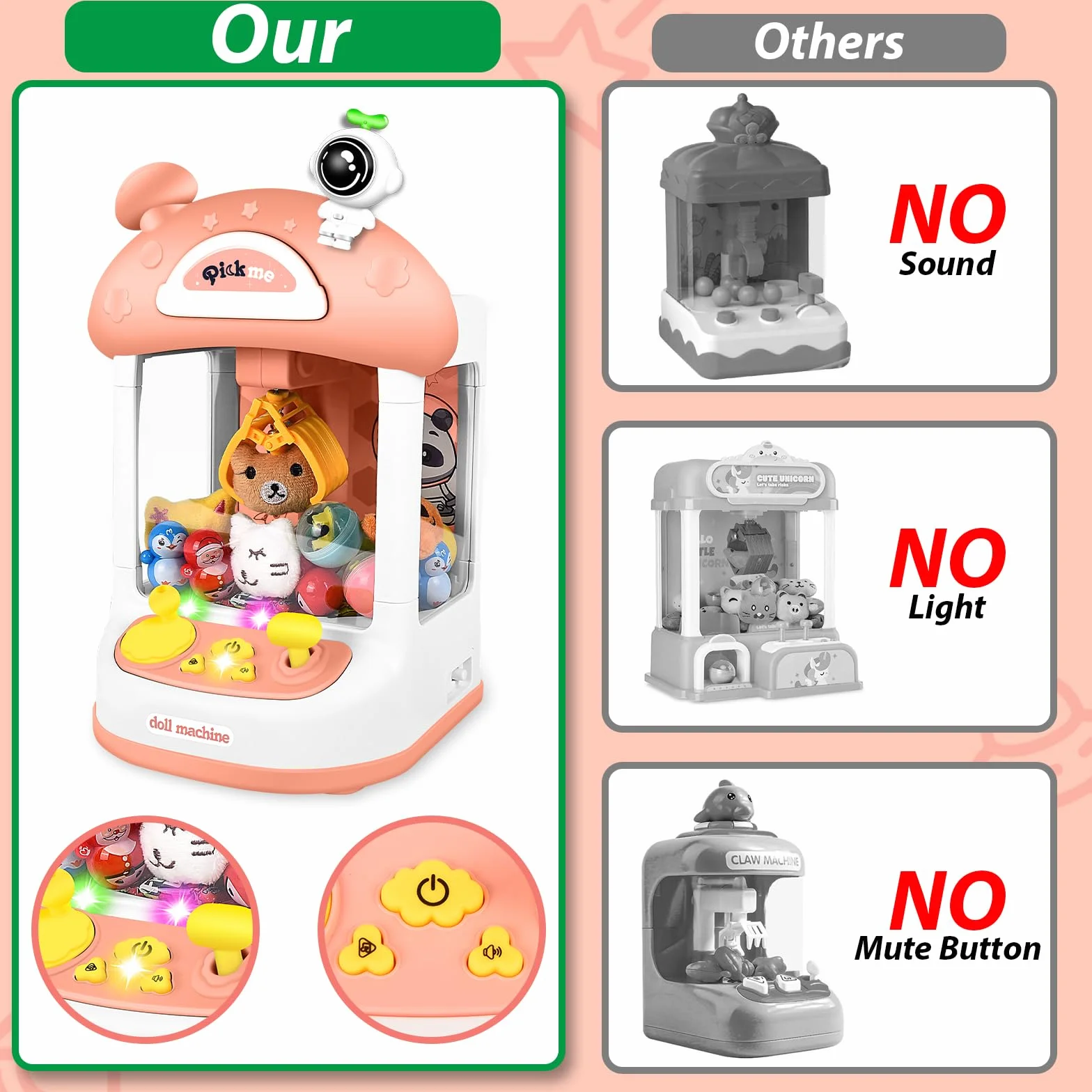 JONRRYIN Candy Grabber dla dzieci, Mini Candy Machine z dźwiękiem i muzyką, zabawka świąteczna dla dziewczynek 3+