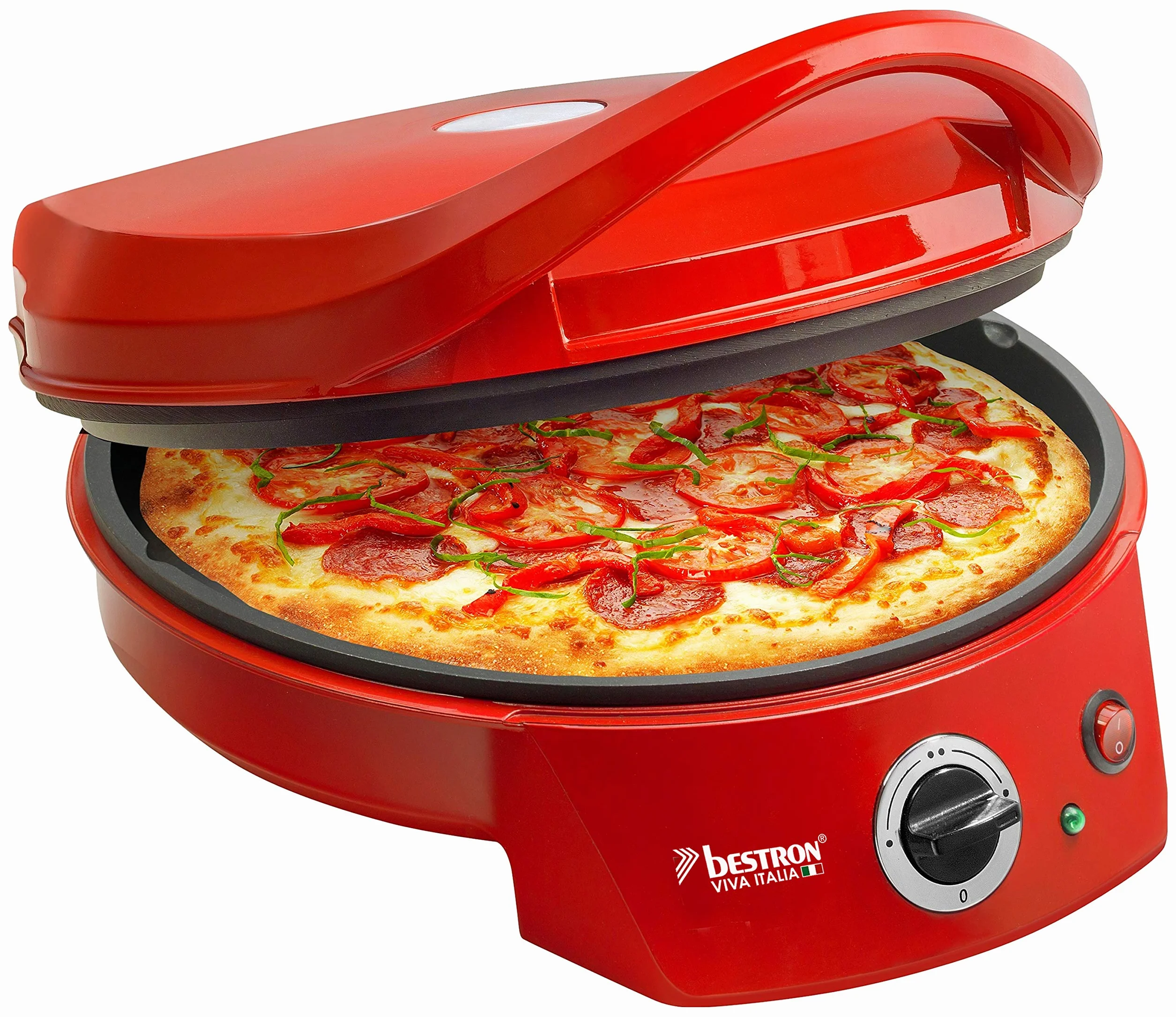 Bestron APZ400 Elektryczny Piec do Pizzy, Ceramika, Miedź, 1800 W, Czerwony