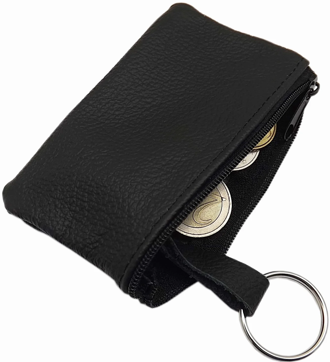 MJ-Design-Germany Etui na klucze z prawdziwej skóry z 1 przegródką, wyprodukowane w UE, czarny, Taille unique, Klasyczny
