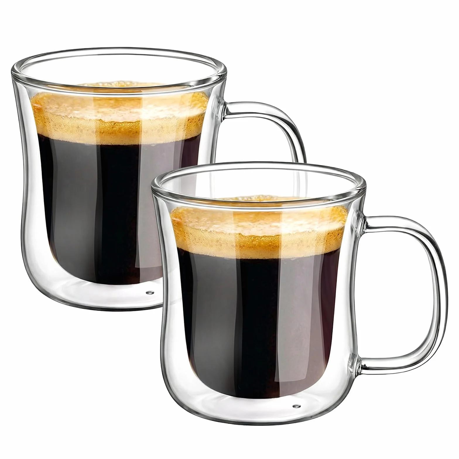 ecooe Filiżanki do kawy z podwójnymi ściankami, szklanki, herbaty, deserów, szklanki borokrzemowe, 120 ml, zestaw 2 szt
