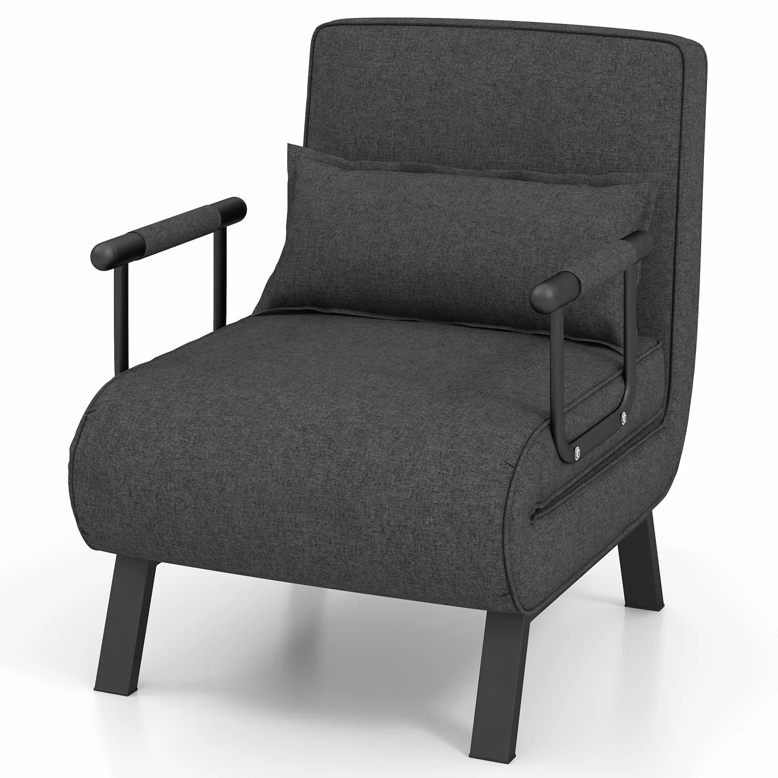 LIFEZEAL Sofa Składana Wielofunkcyjna do Spania - Fotel z 5-Stopniową Regulacją Oparcia, Poduszkami, 150 kg, Szary
